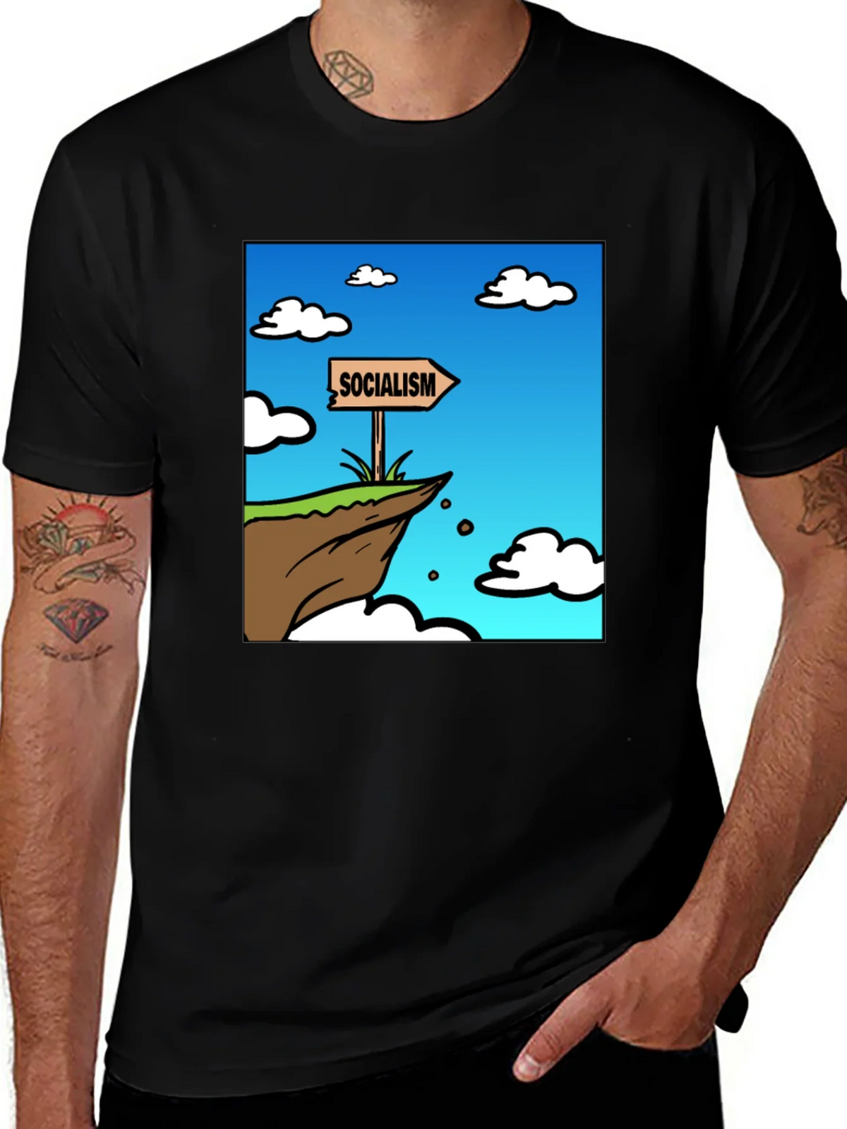 Socialism Cliff Edge Graphic Tee - Mens Black T-Shirt product image 1