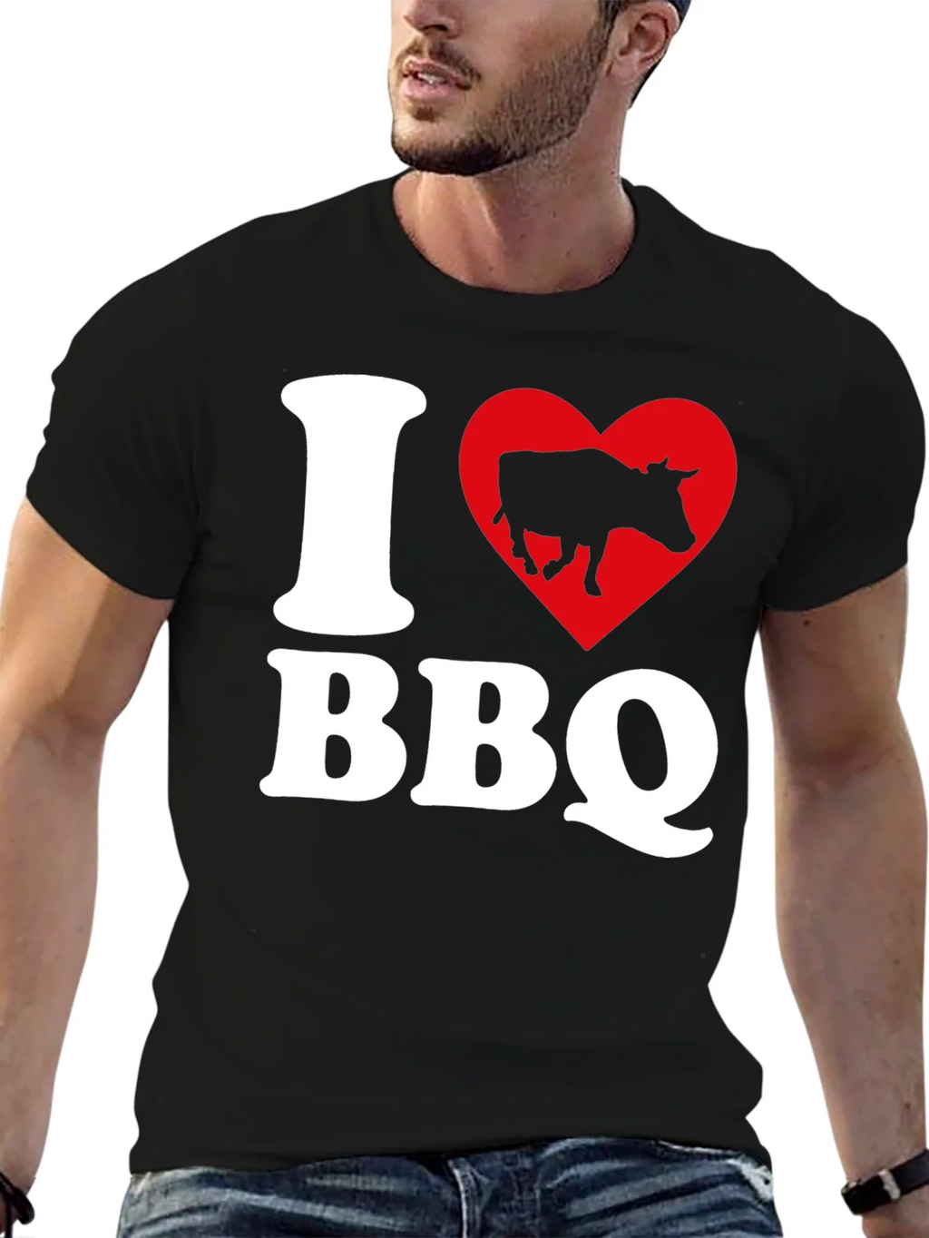 I Heart BBQ Black Graphic T-Shirt product image 6