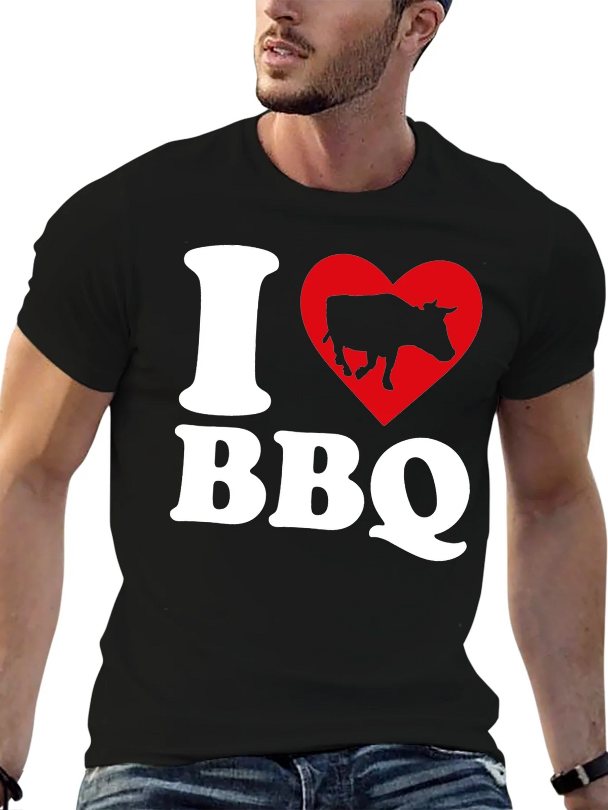 I Heart BBQ Black Graphic T-Shirt product image 6