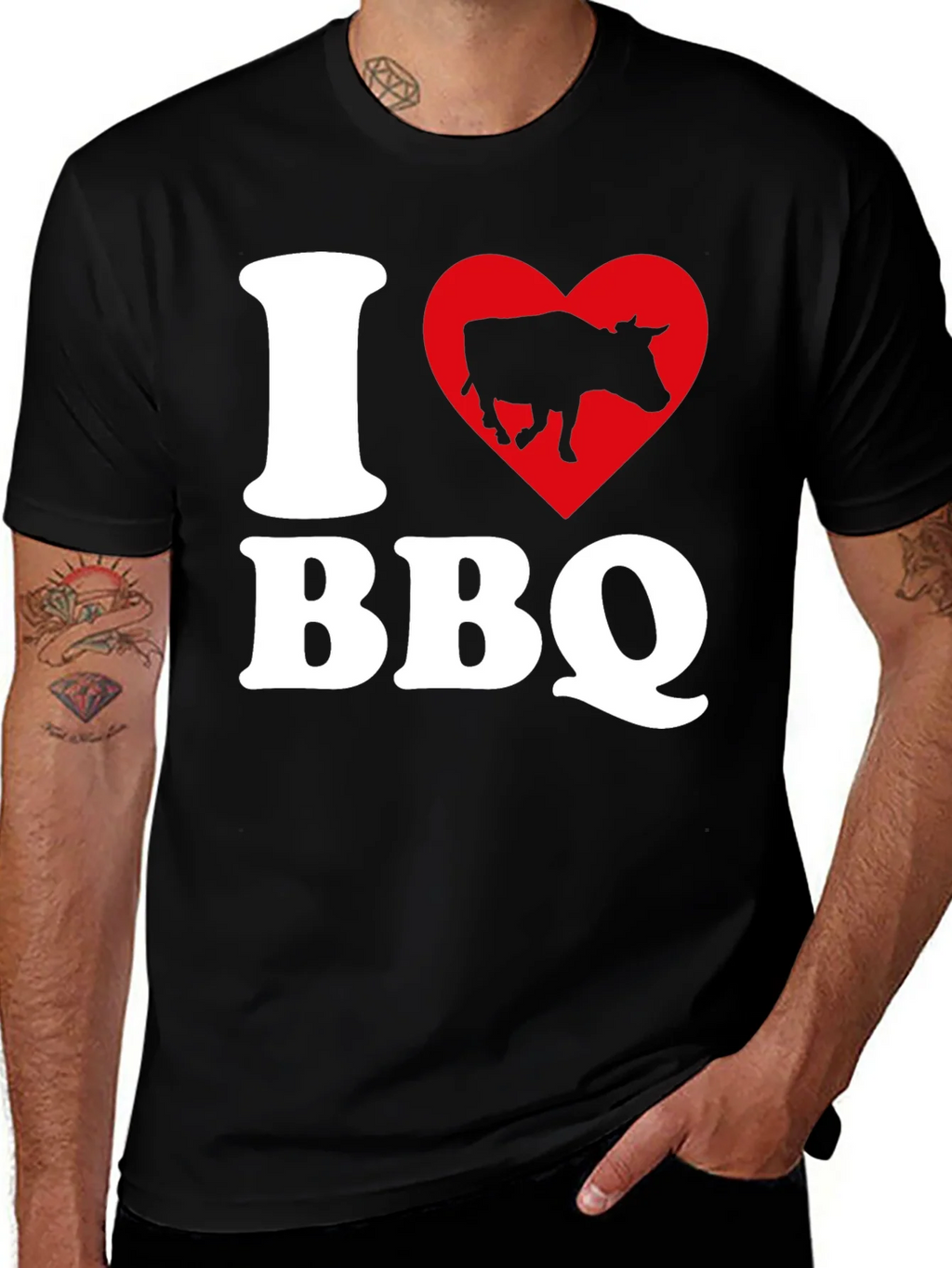 I Heart BBQ Black Graphic T-Shirt product image 1