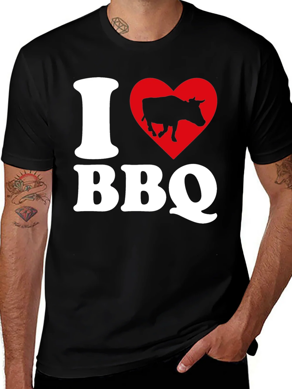 I Heart BBQ Black Graphic T-Shirt product image 1