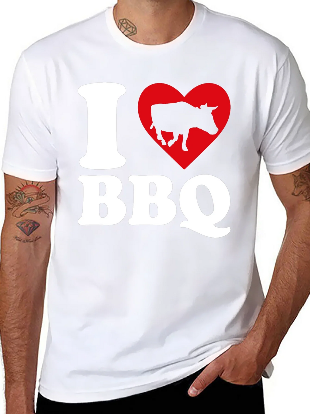 I Heart BBQ Black Graphic T-Shirt product image 7
