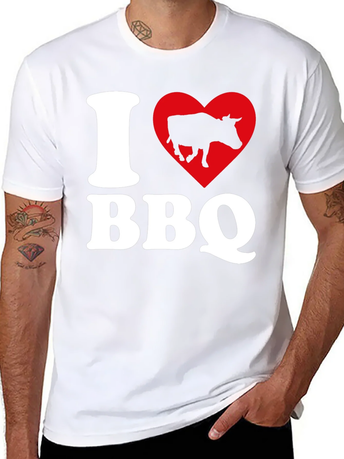 I Heart BBQ Black Graphic T-Shirt product image 7