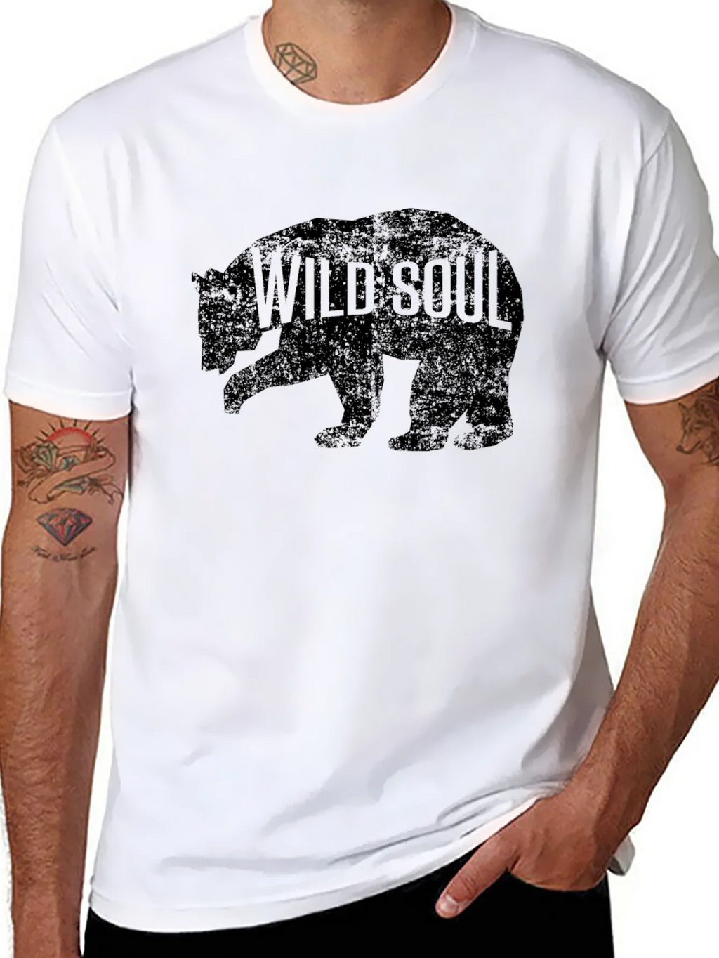 Wild Soul Bear Graphic Tee - Black Cotton T-Shirt product image 7