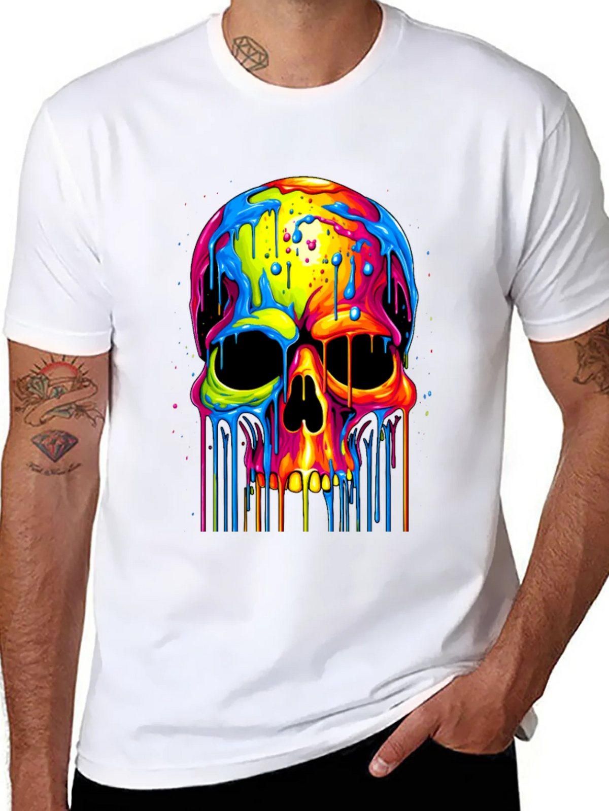 Colorful Dripping Skull Graphic Tee product image 7