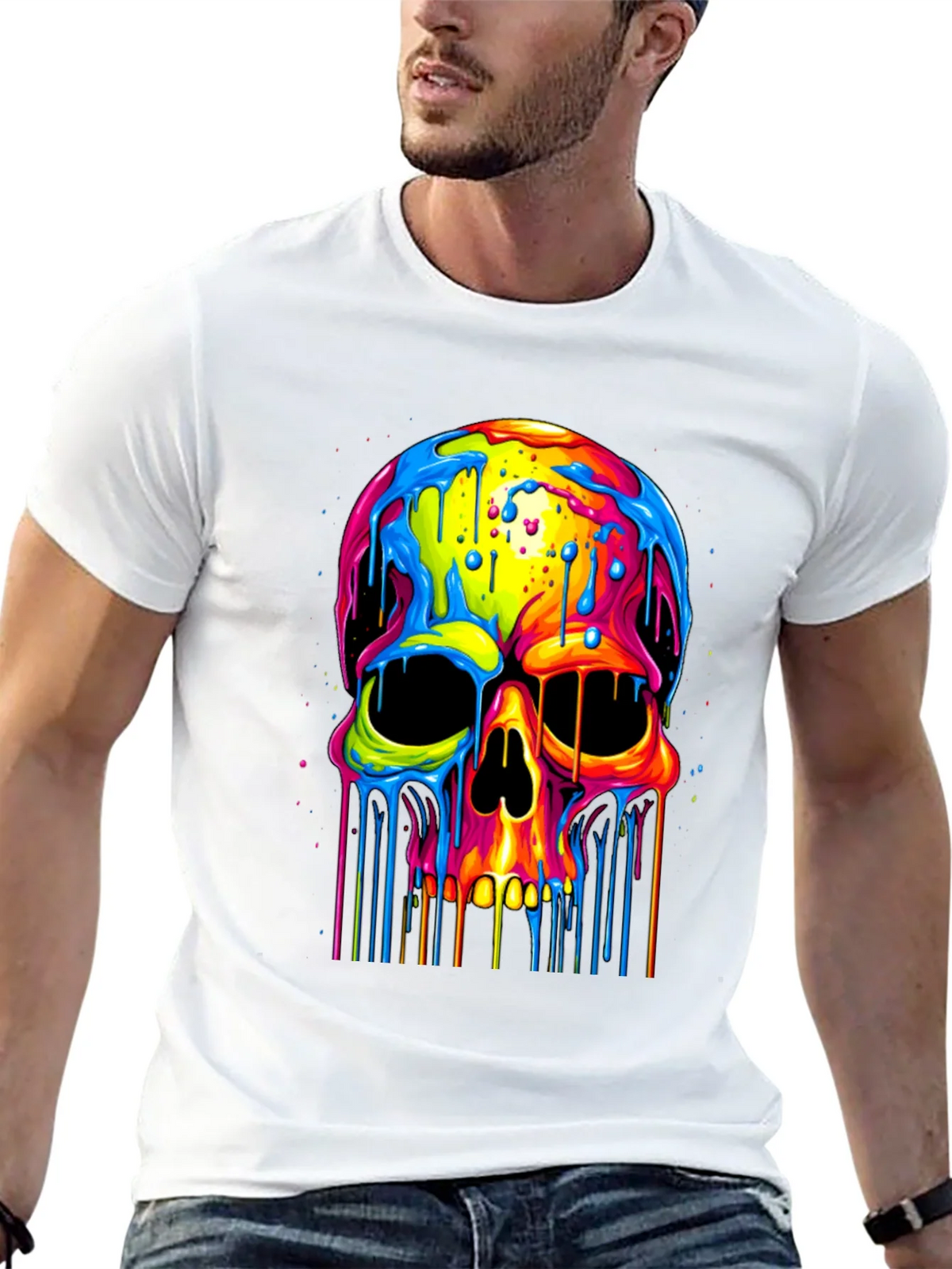 Colorful Dripping Skull Graphic Tee product image 12
