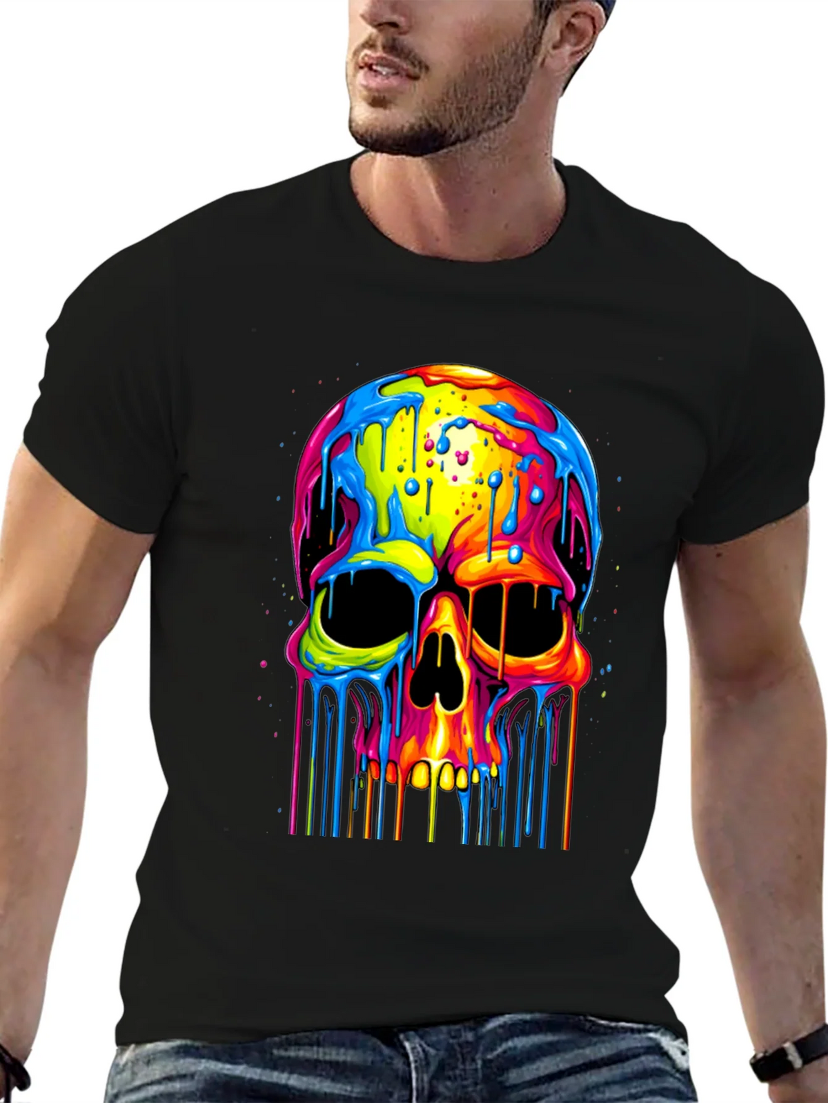Colorful Dripping Skull Graphic Tee product image 6