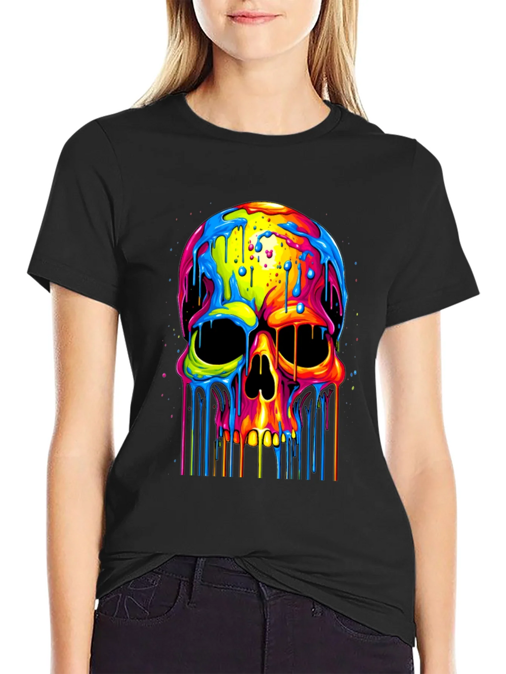 Colorful Dripping Skull Graphic Tee product image 2