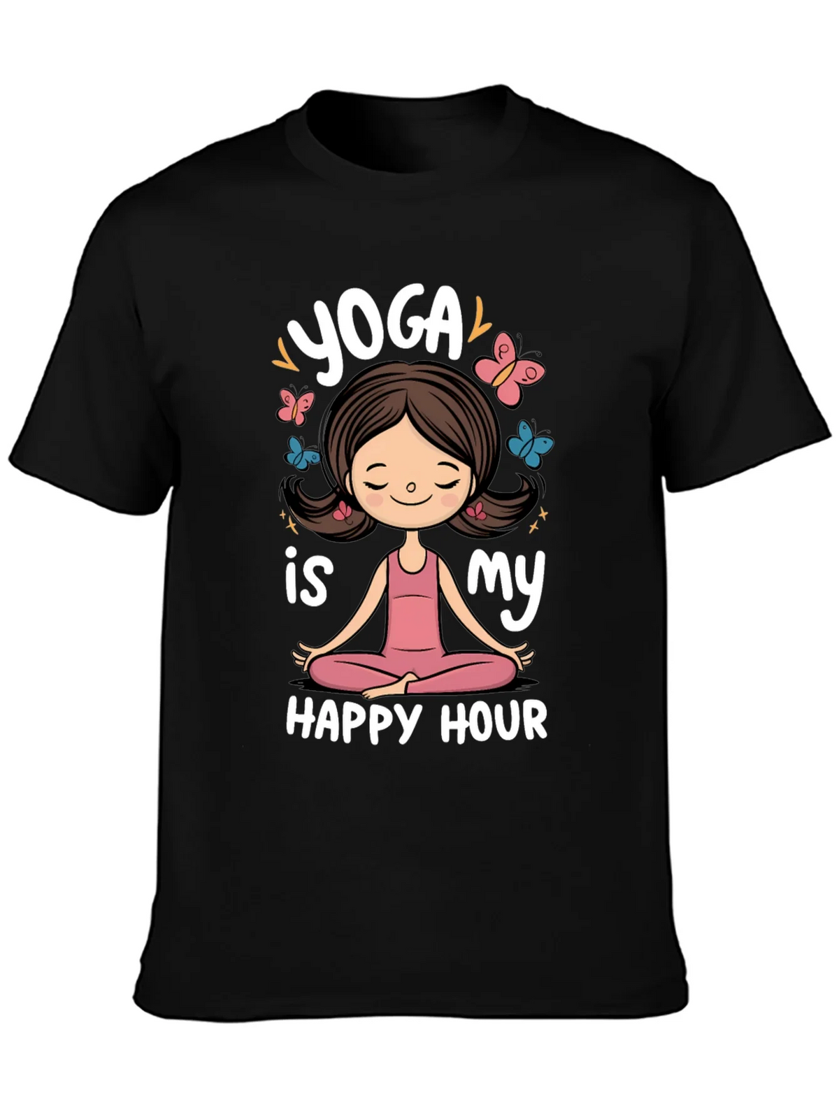Yoga is My Happy Hour Black Graphic Tee product image 3