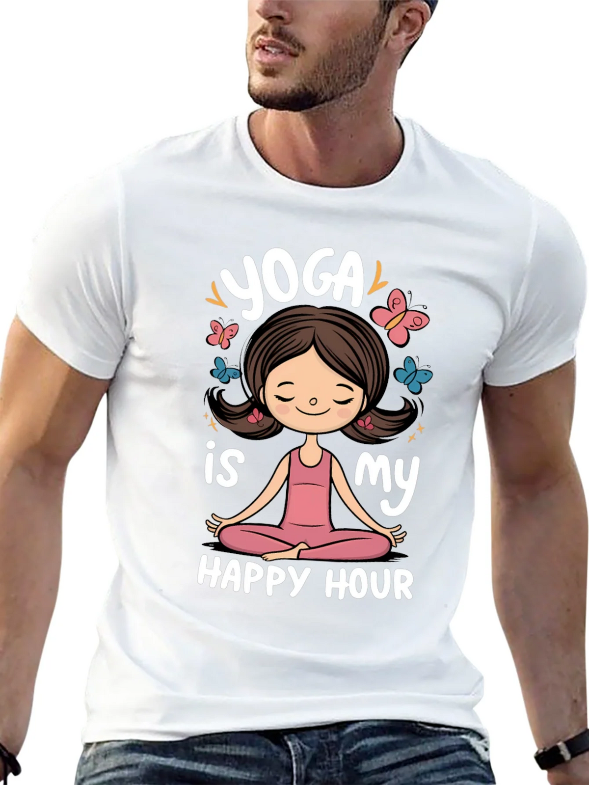 Yoga is My Happy Hour Black Graphic Tee product image 12
