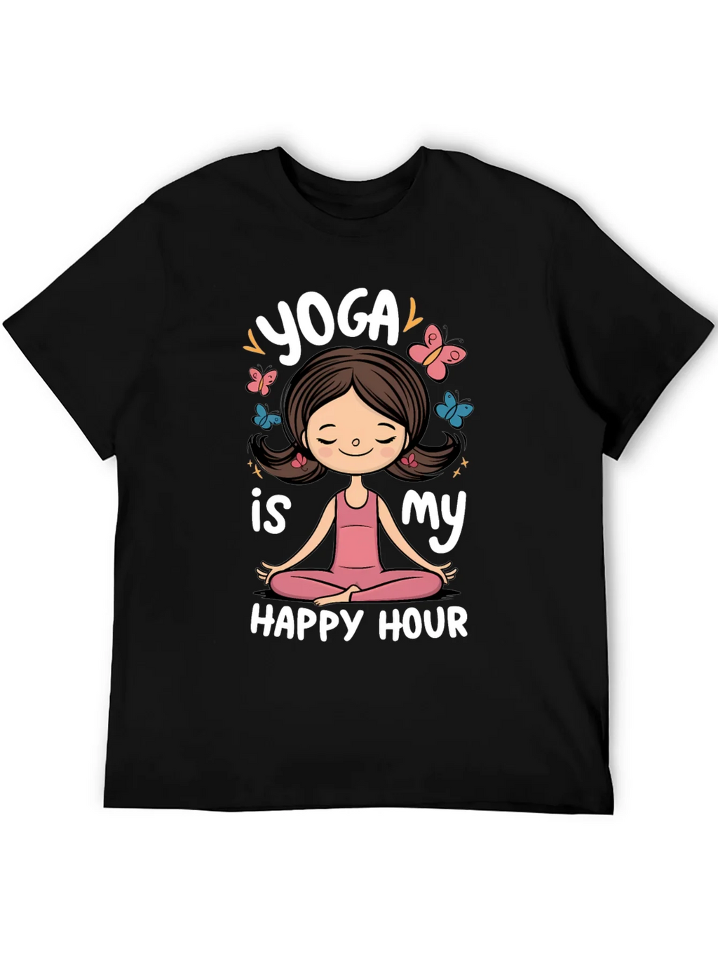 Yoga is My Happy Hour Black Graphic Tee product image 5