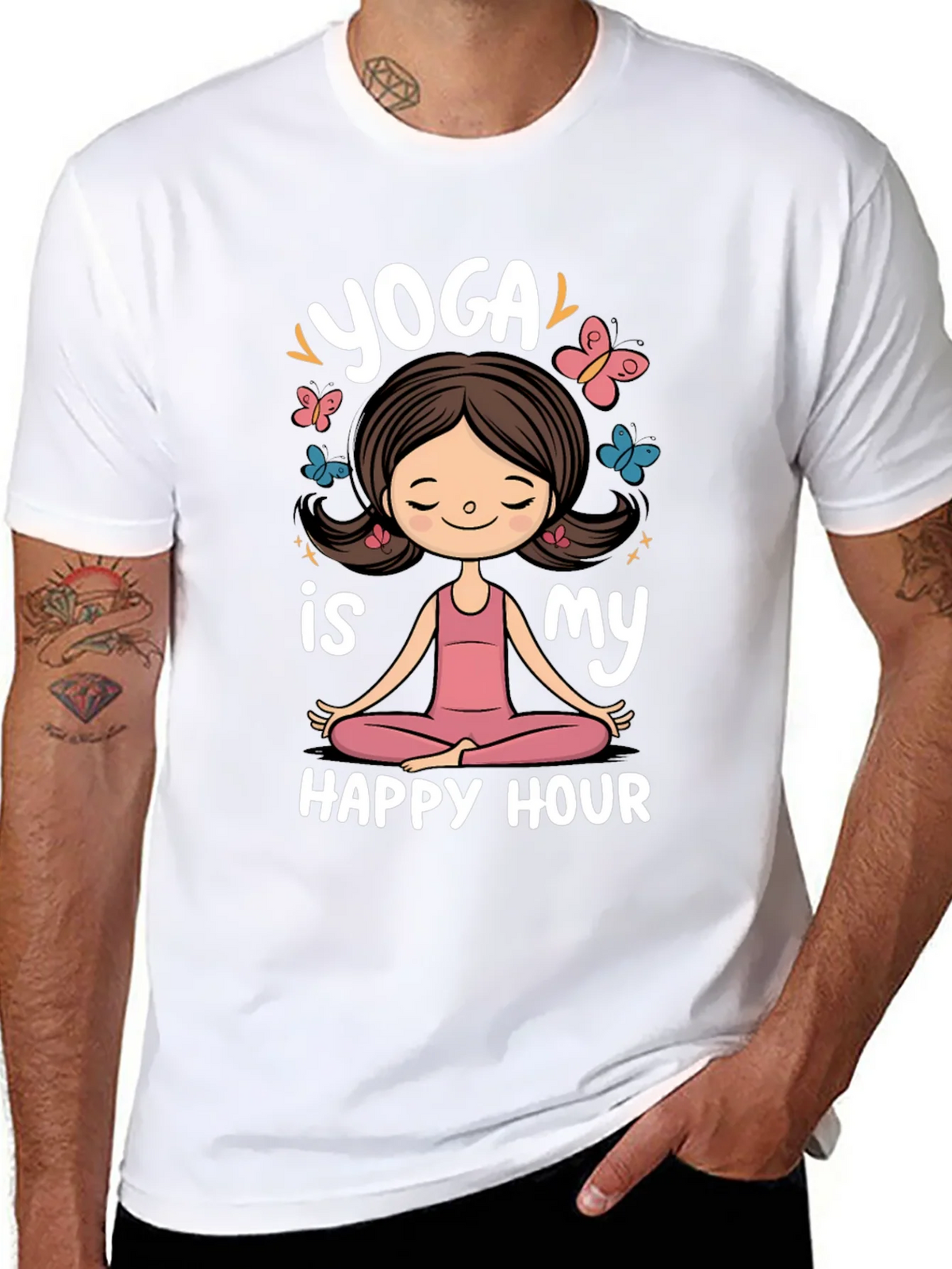Yoga is My Happy Hour Black Graphic Tee product image 7
