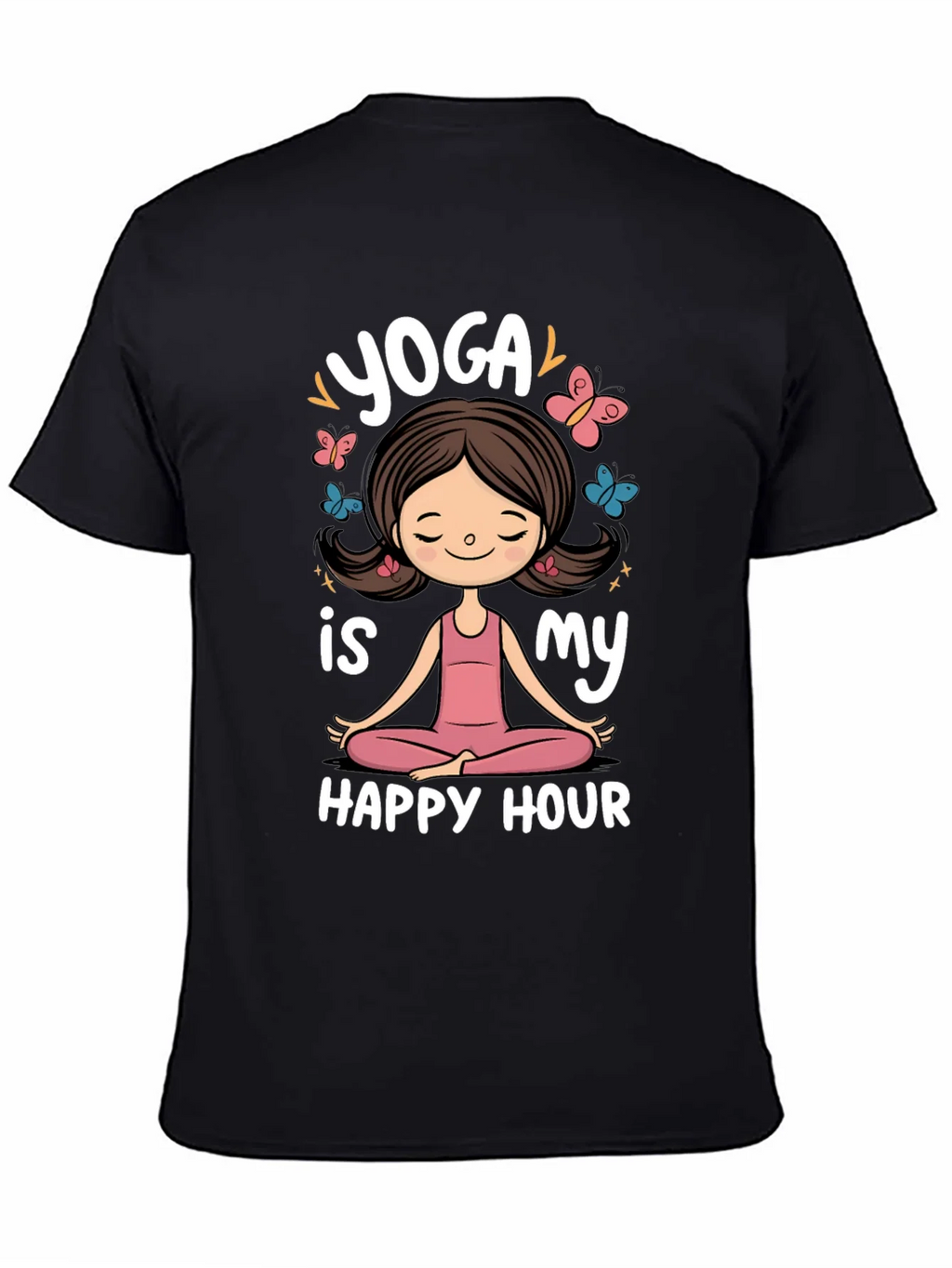 Yoga is My Happy Hour Black Graphic Tee product image 4