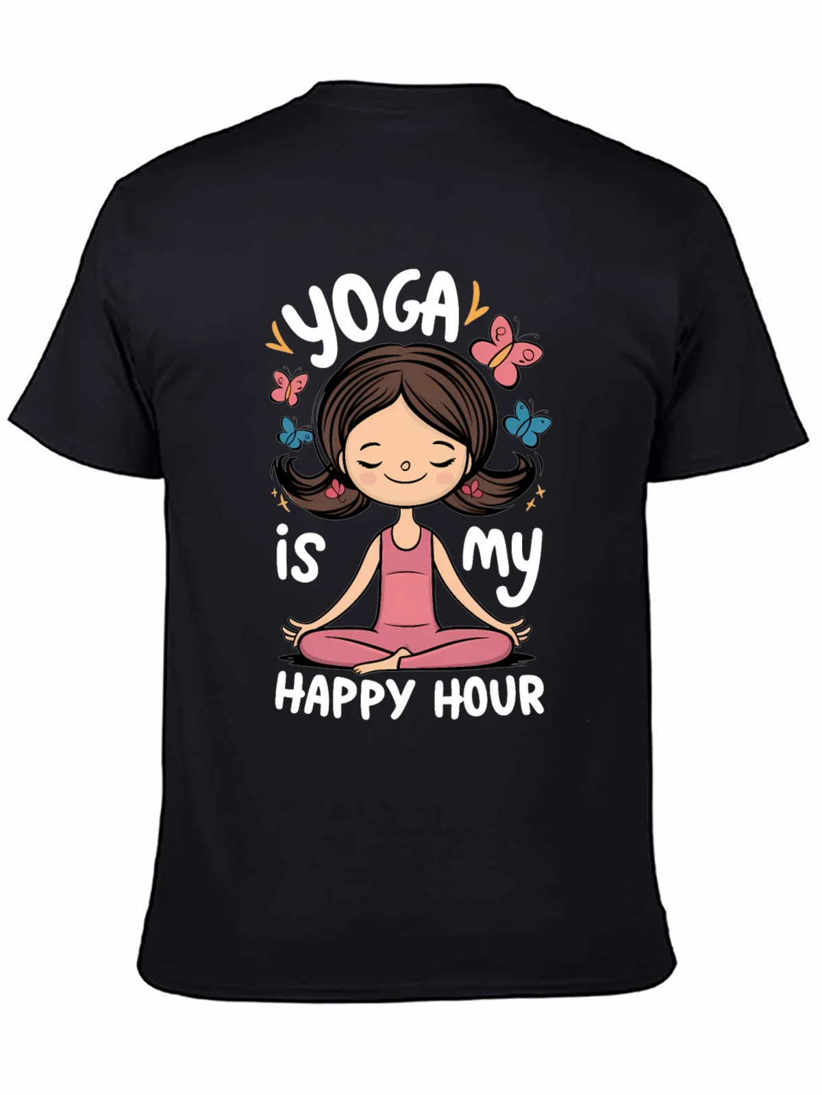 Yoga is My Happy Hour Black Graphic Tee product image 4