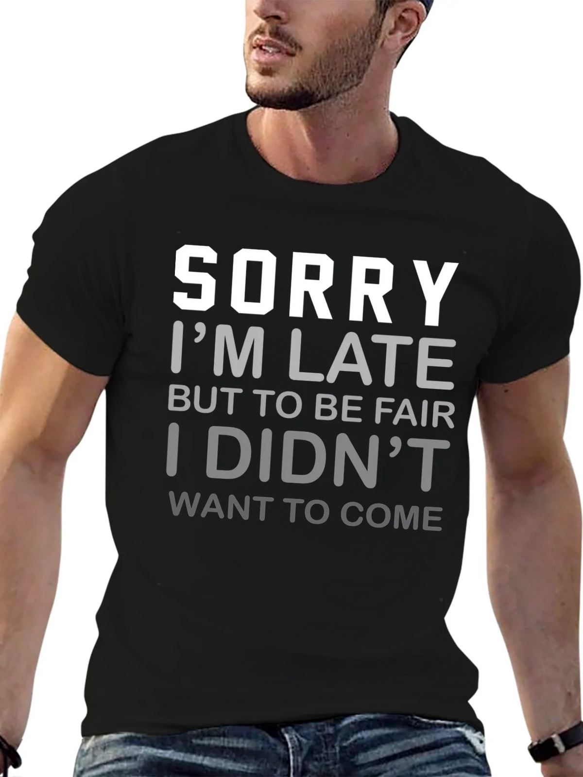 Funny Sorry Im Late Graphic T-Shirt product image 6