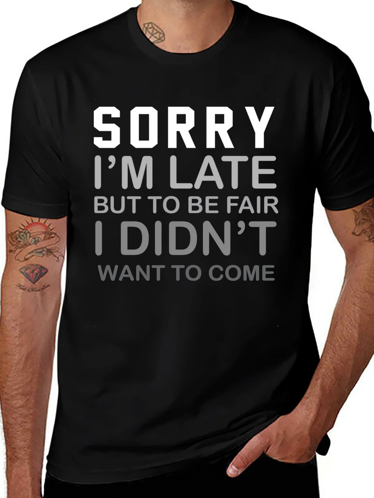 Funny Sorry Im Late Graphic T-Shirt product image 1