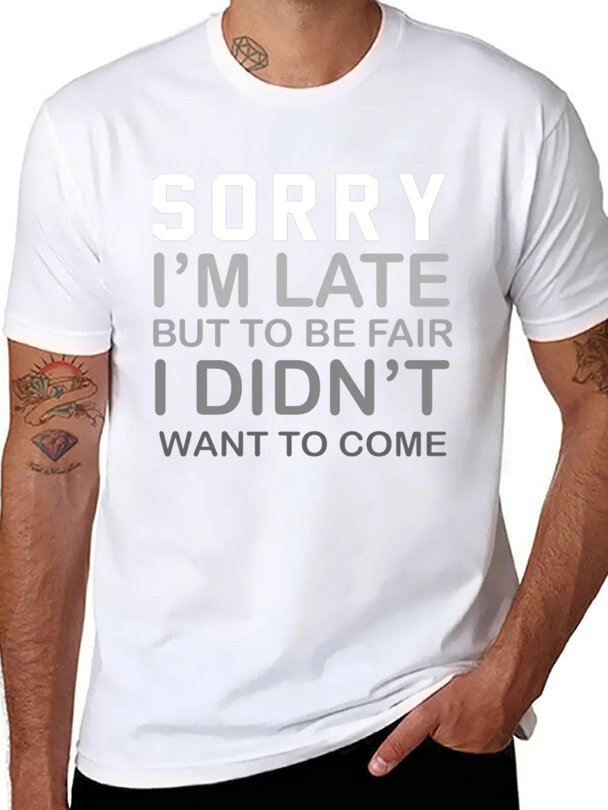 Funny Sorry Im Late Graphic T-Shirt product image 7