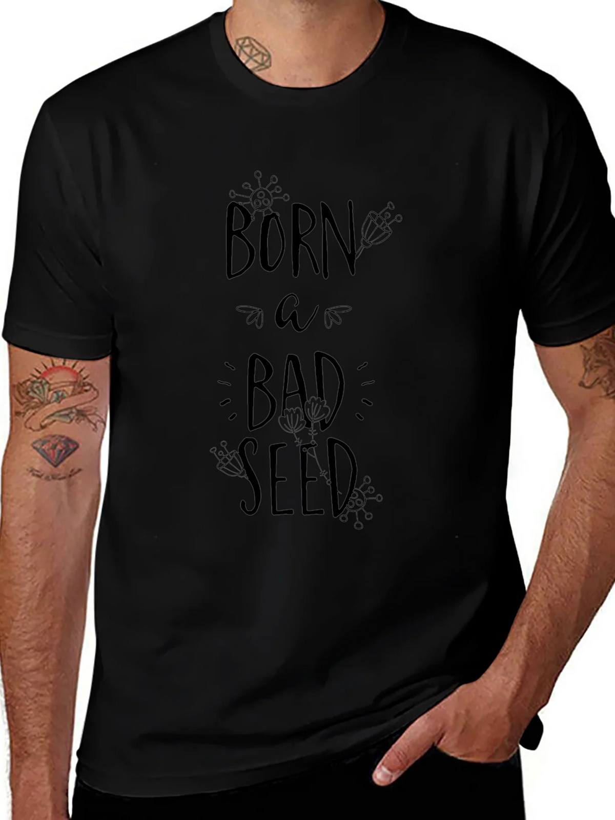 Born A Bad Seed Black Graphic Tee Shirt product image 1
