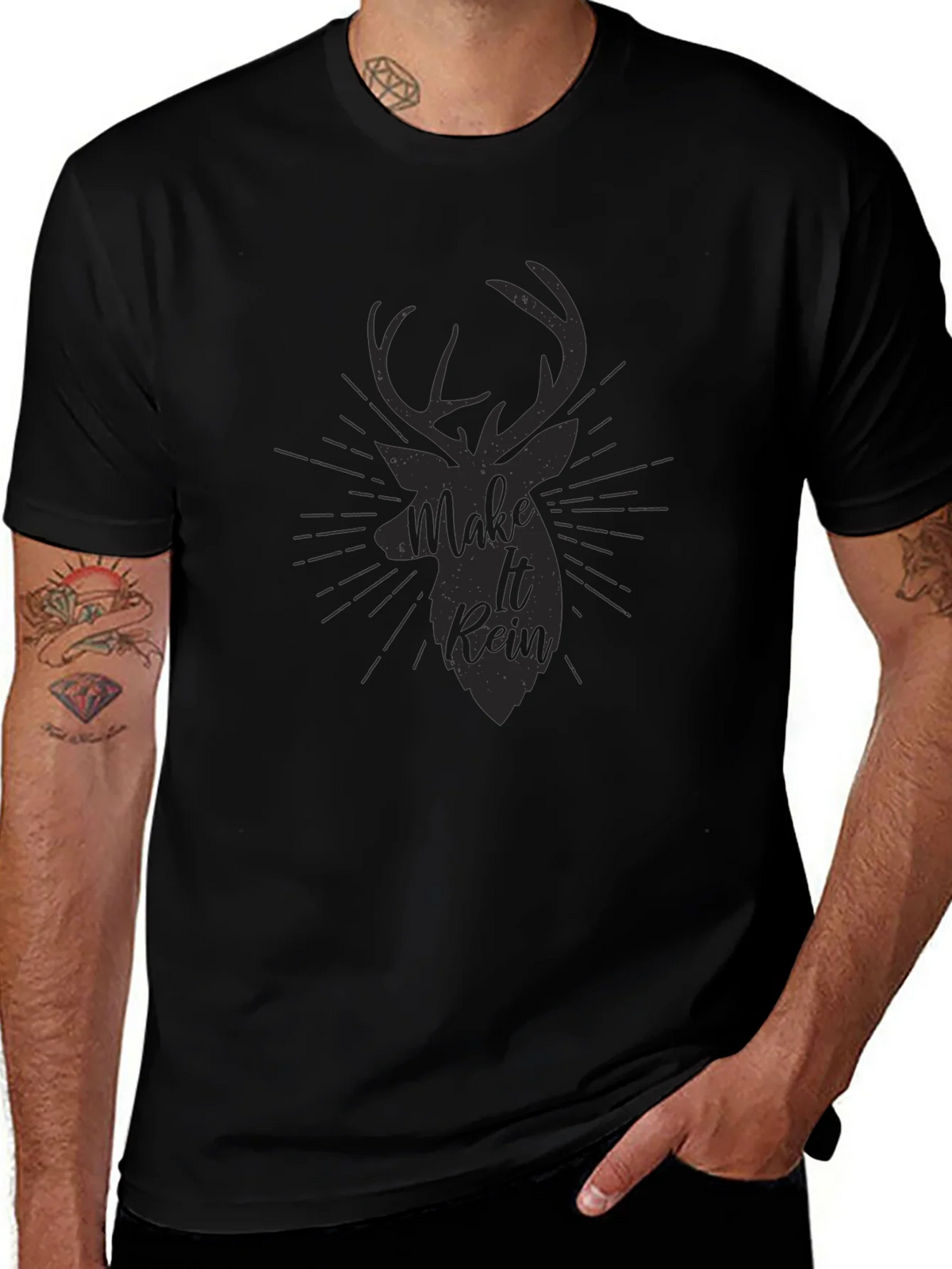 Mens Black Make It Rein Deer Graphic Tee product image 1