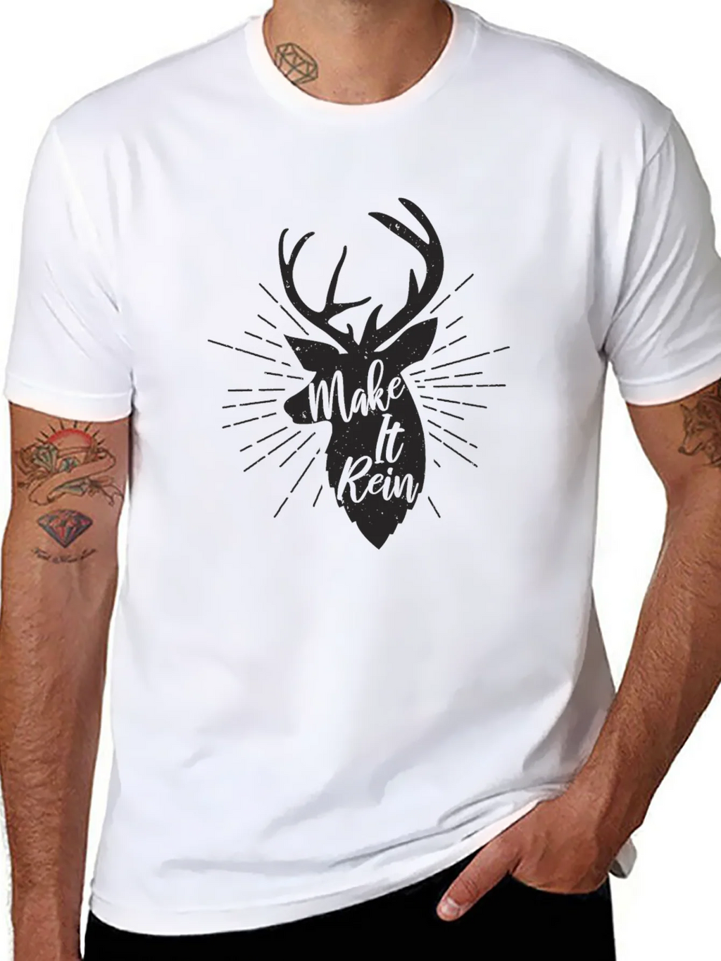 Mens Black Make It Rein Deer Graphic Tee product image 7