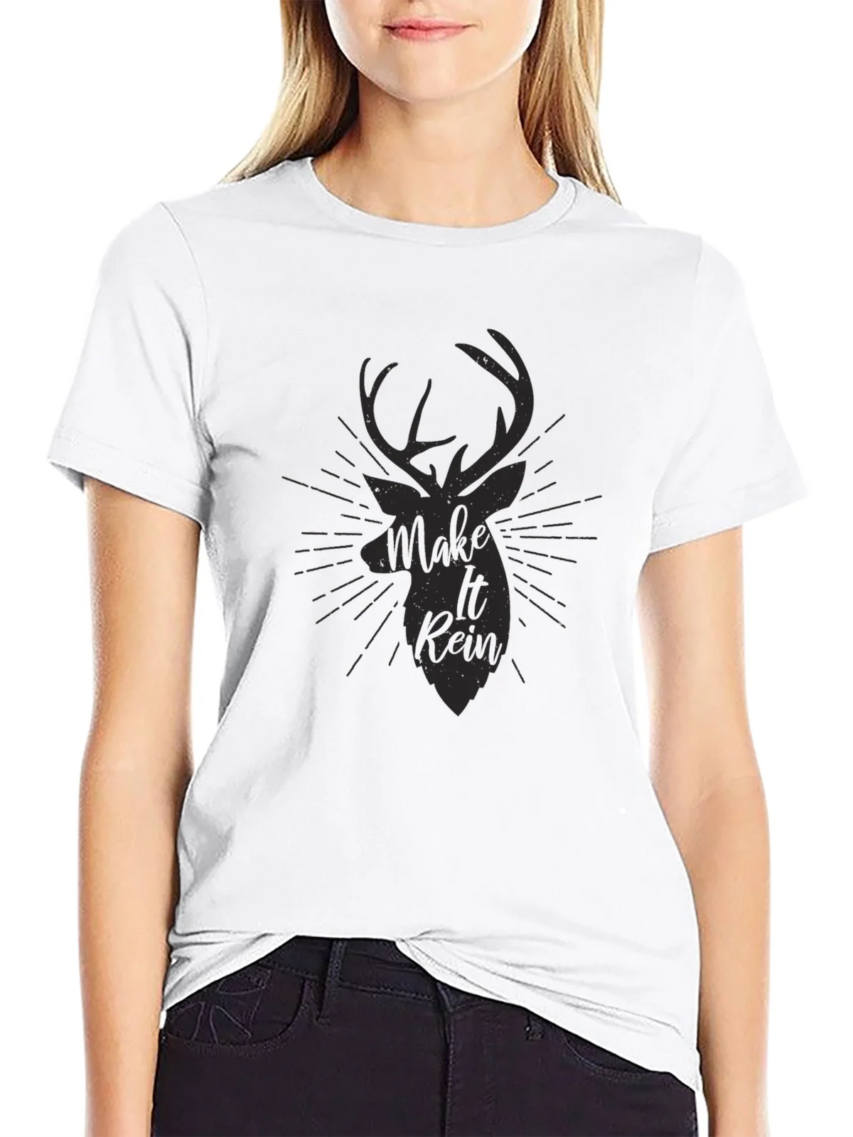 Mens Black Make It Rein Deer Graphic Tee product image 8