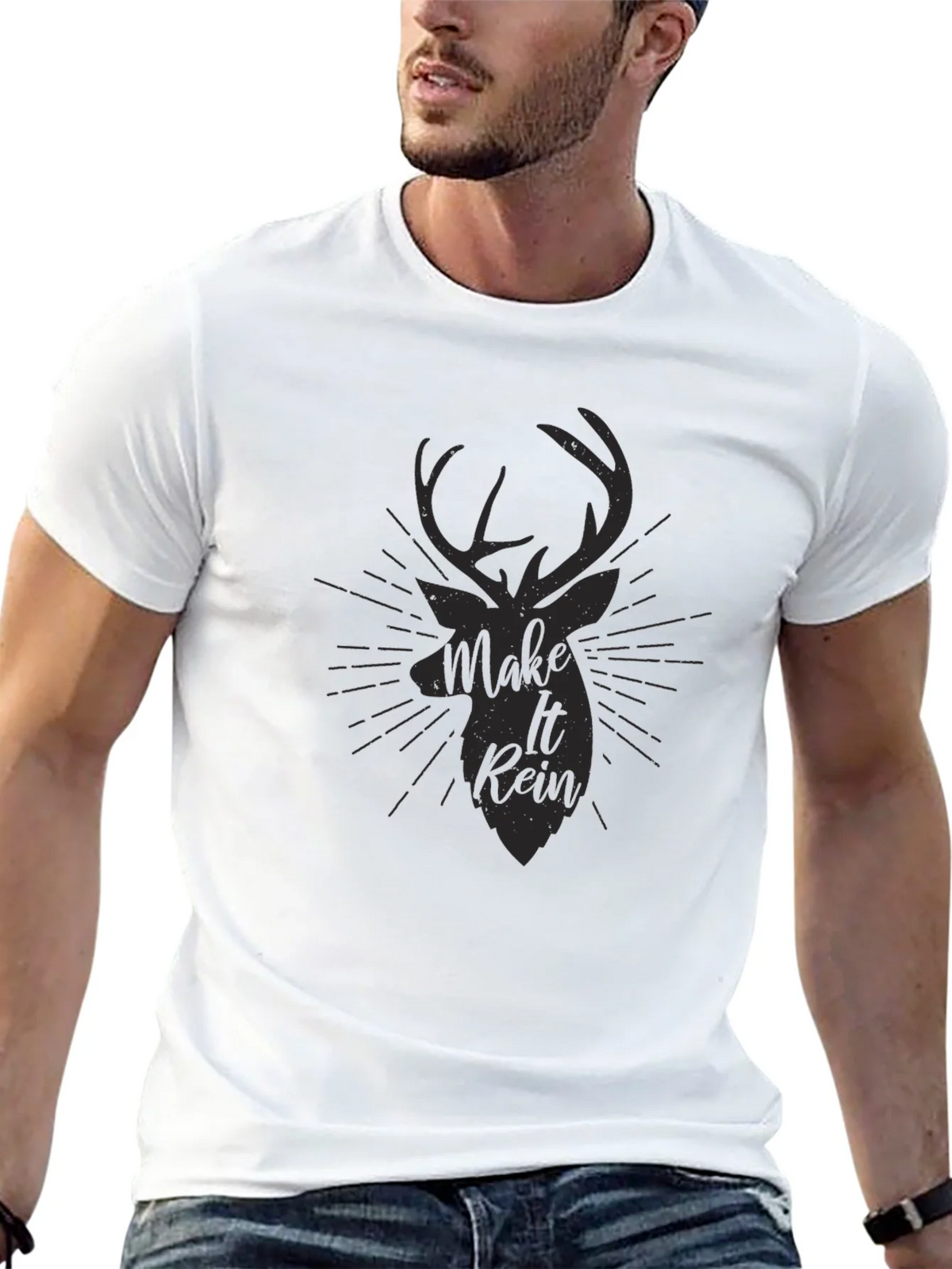 Mens Black Make It Rein Deer Graphic Tee product image 12