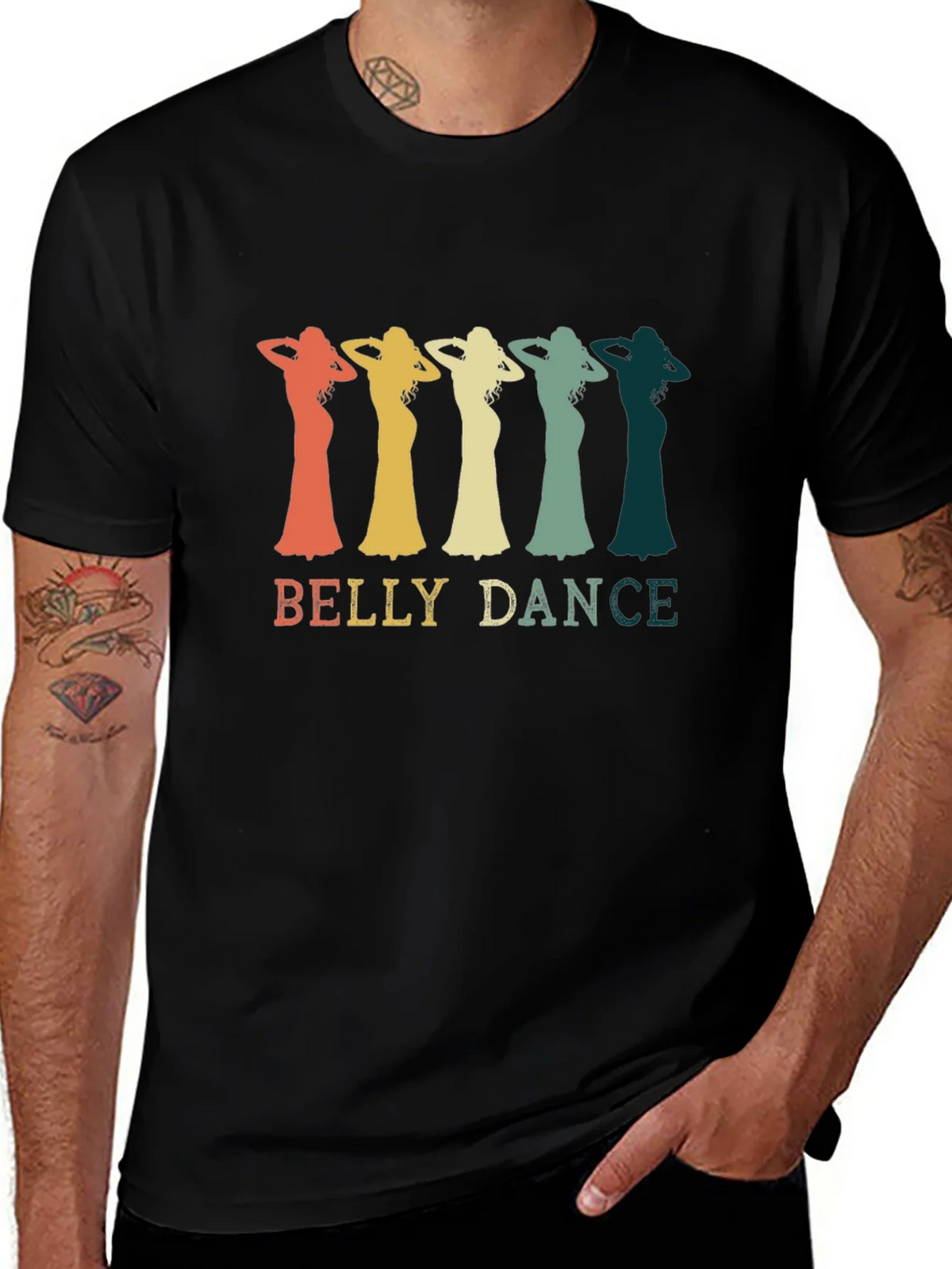 Retro Belly Dance T-Shirt - Black product image 1
