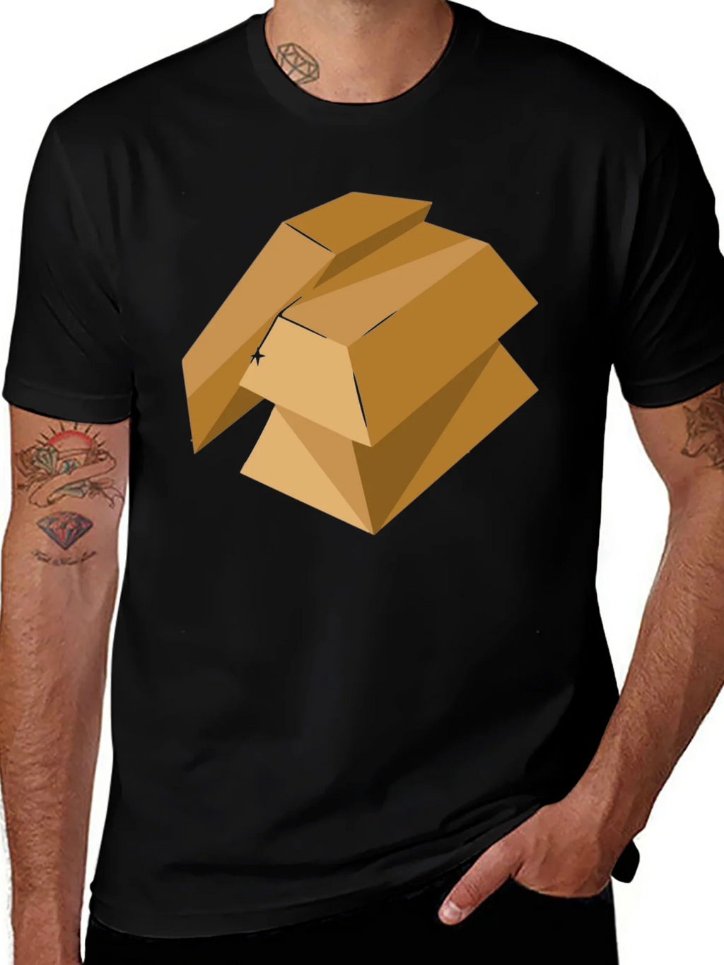 Geometric Gold Bars Graphic Tee - Modern Style product image 1