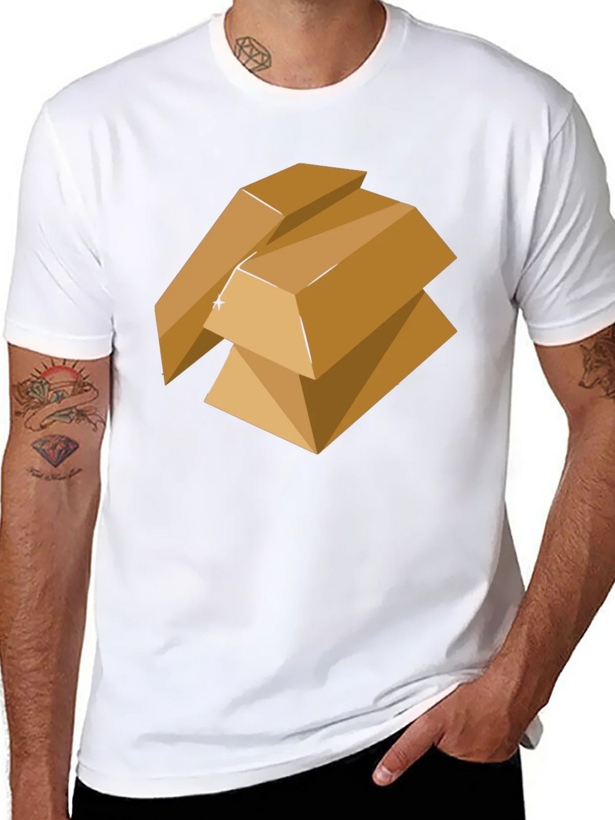 Geometric Gold Bars Graphic Tee - Modern Style product image 7