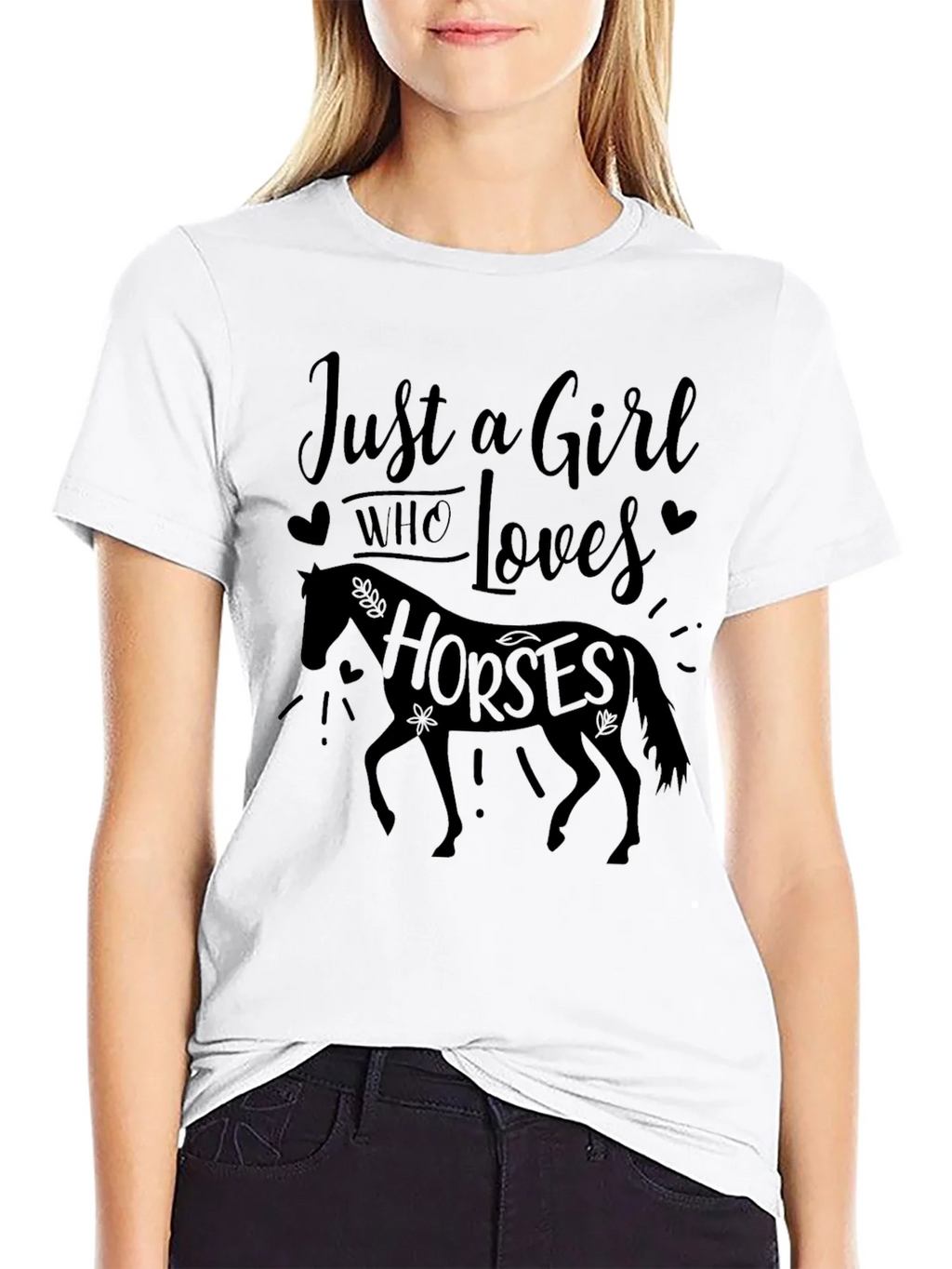 Just a Girl Who Loves Horses Black Tee product image 8