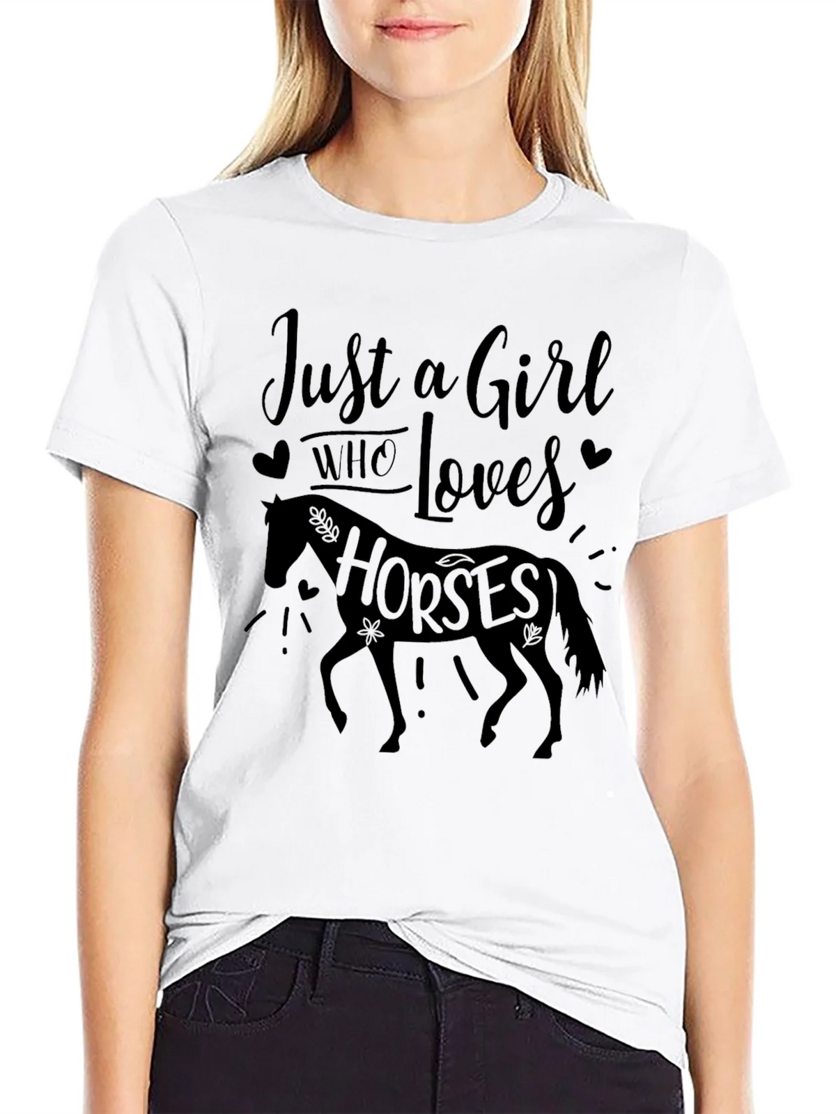 Just a Girl Who Loves Horses Black Tee product image 8