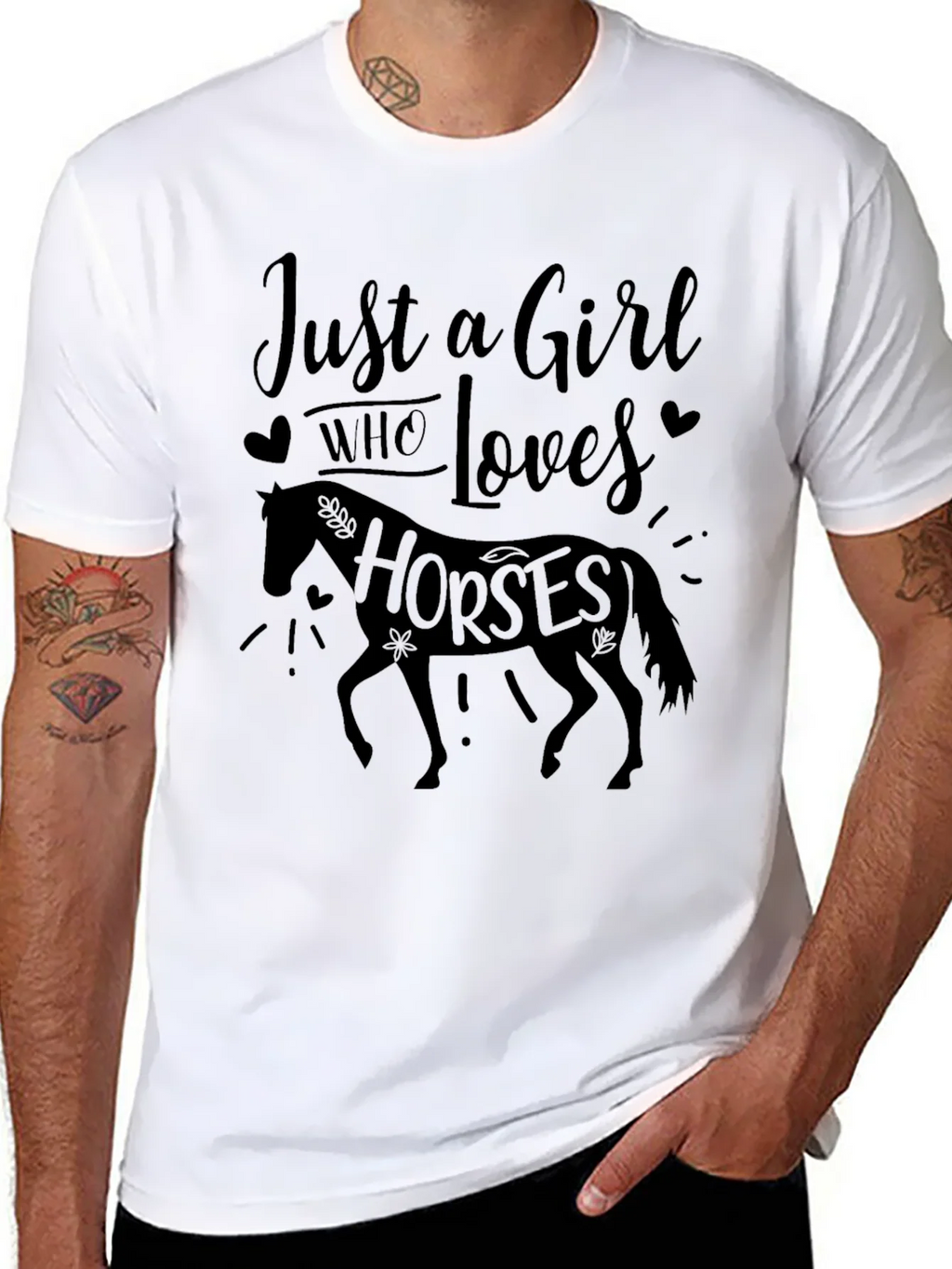 Just a Girl Who Loves Horses Black Tee product image 7