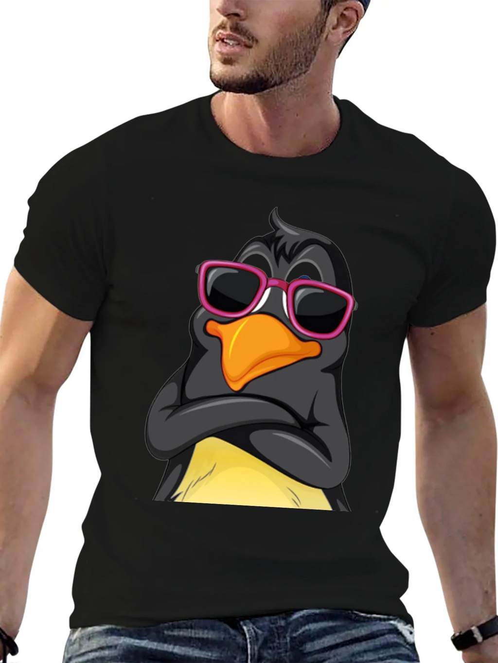 Cool Penguin Graphic Tee - Stylish Black T-Shirt product image 6