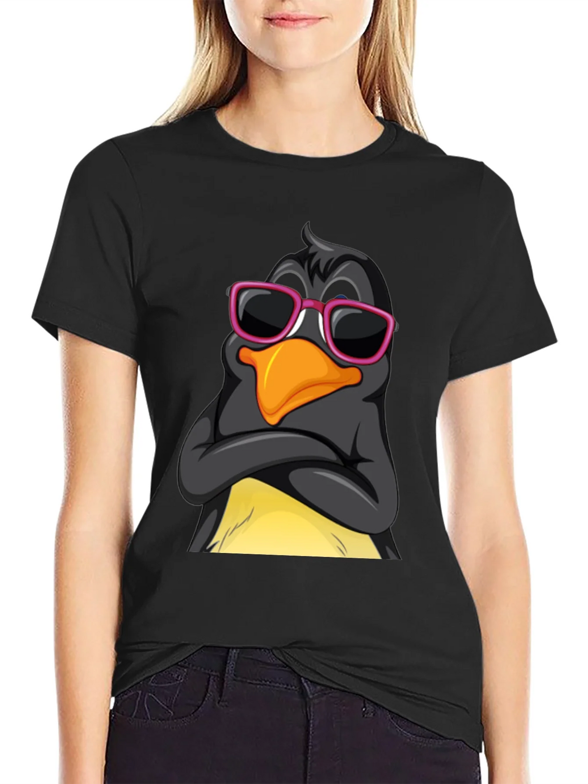 Cool Penguin Graphic Tee - Stylish Black T-Shirt product image 2