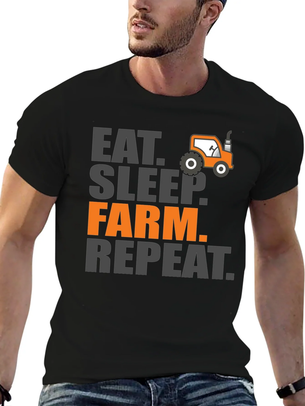 Eat Sleep Farm Repeat Mens Graphic Tee - Black product image 6