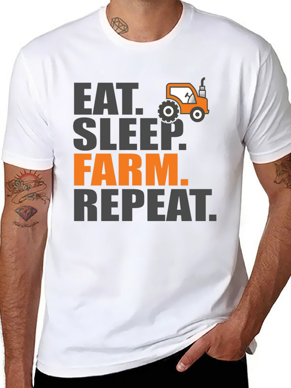 Eat Sleep Farm Repeat Mens Graphic Tee - Black product image 7