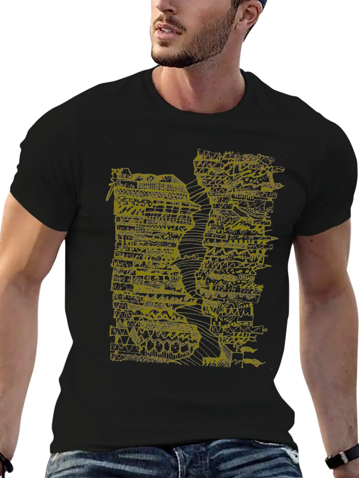 Abstract Art Tee - Black Graphic Print T-Shirt product image 6
