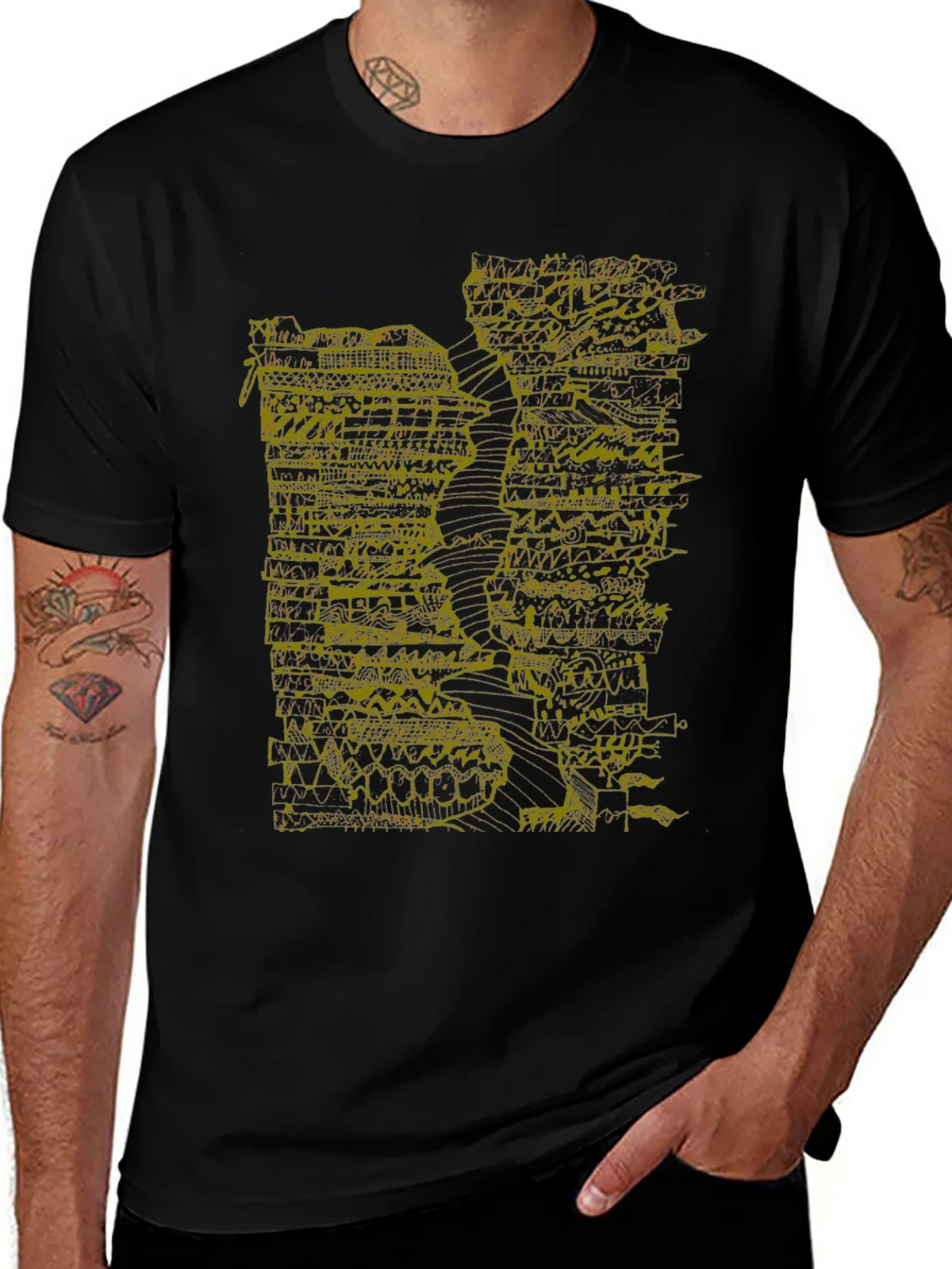Abstract Art Tee - Black Graphic Print T-Shirt product image 1