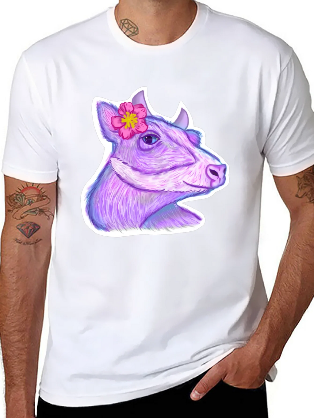 Cow with Flower Graphic Tee product image 7