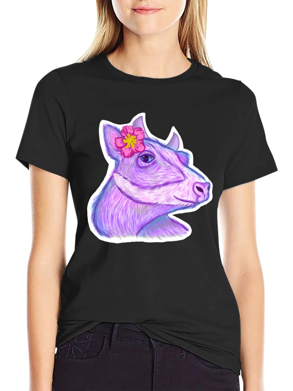 Cow with Flower Graphic Tee product image 2