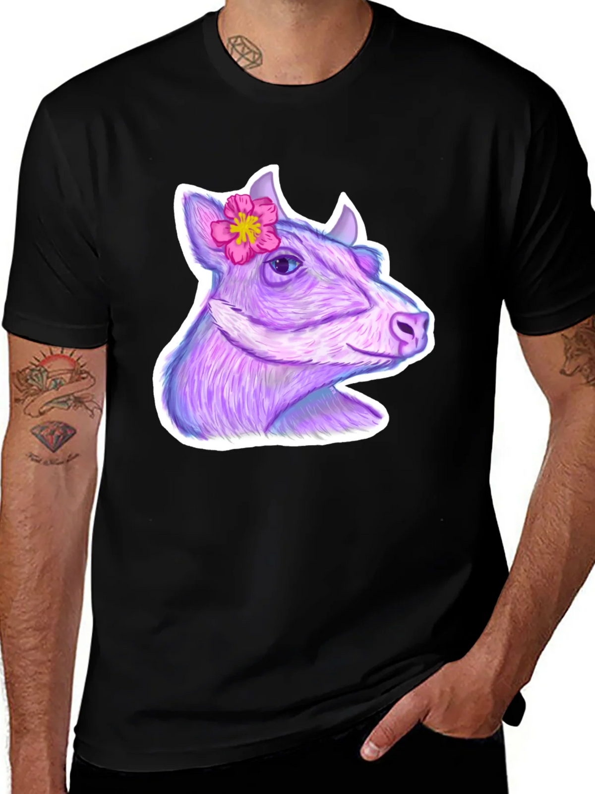 Cow with Flower Graphic Tee product image 1