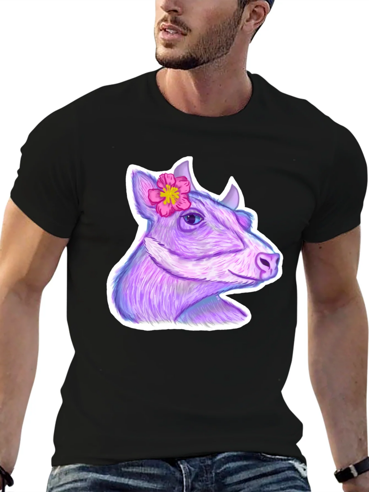 Cow with Flower Graphic Tee product image 6