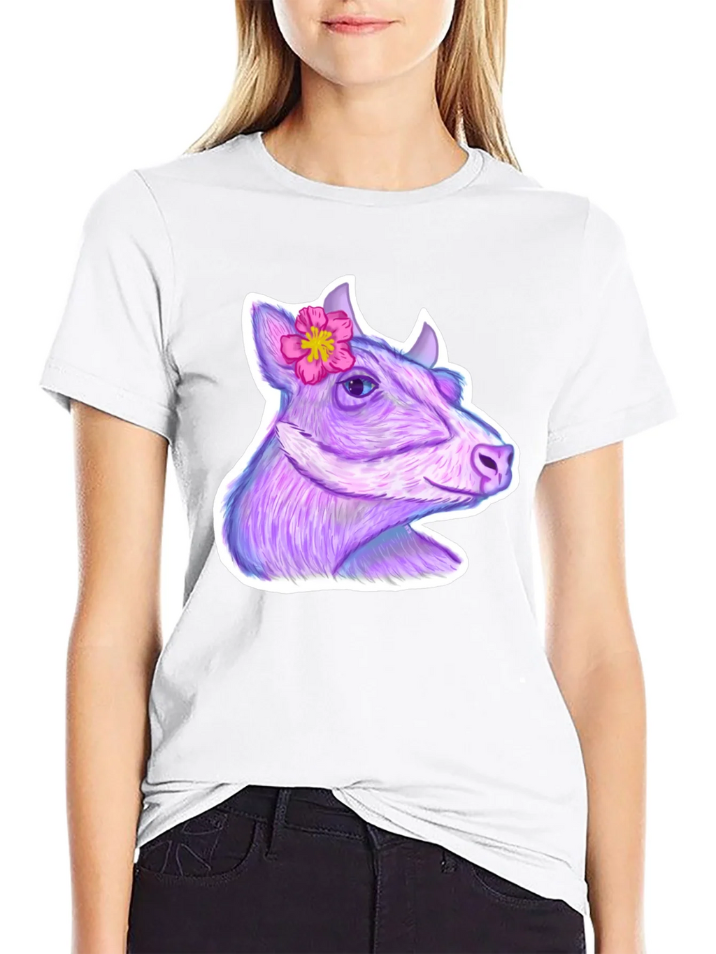Cow with Flower Graphic Tee product image 8