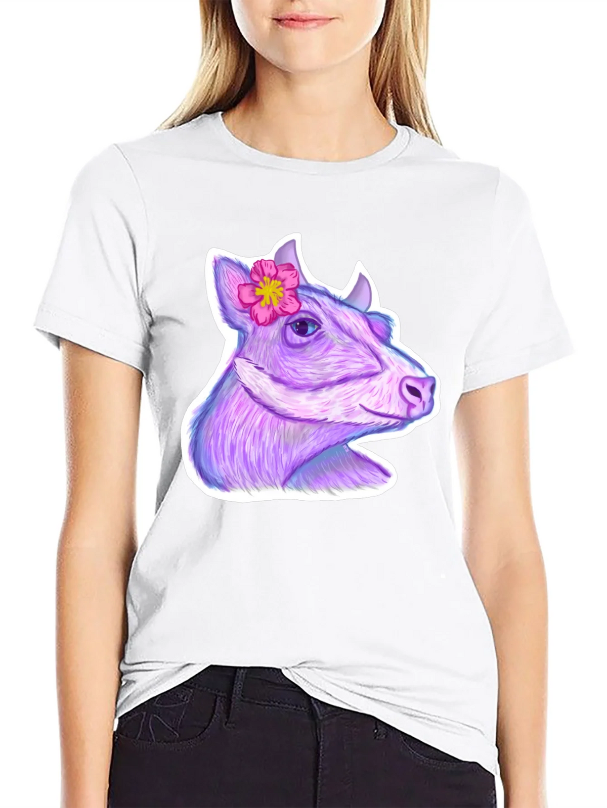 Cow with Flower Graphic Tee product image 8