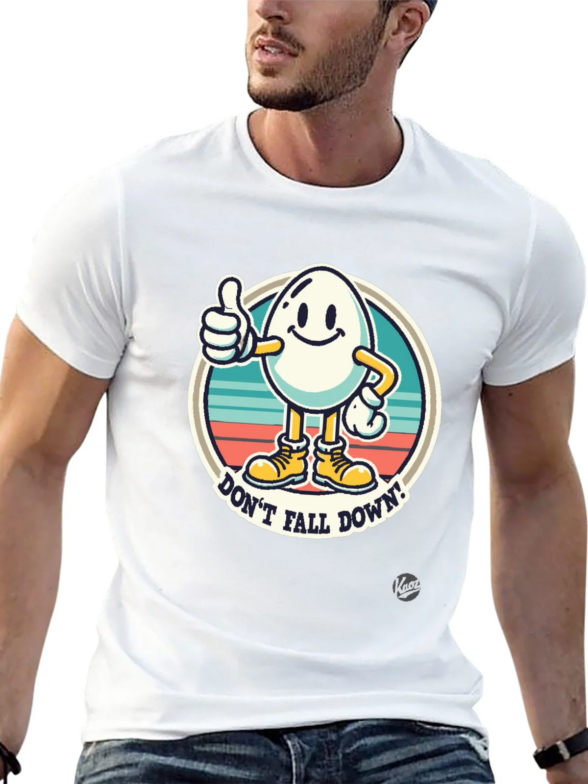 Funny Egg Cartoon T-Shirt - Dont Fall Down! product image 12