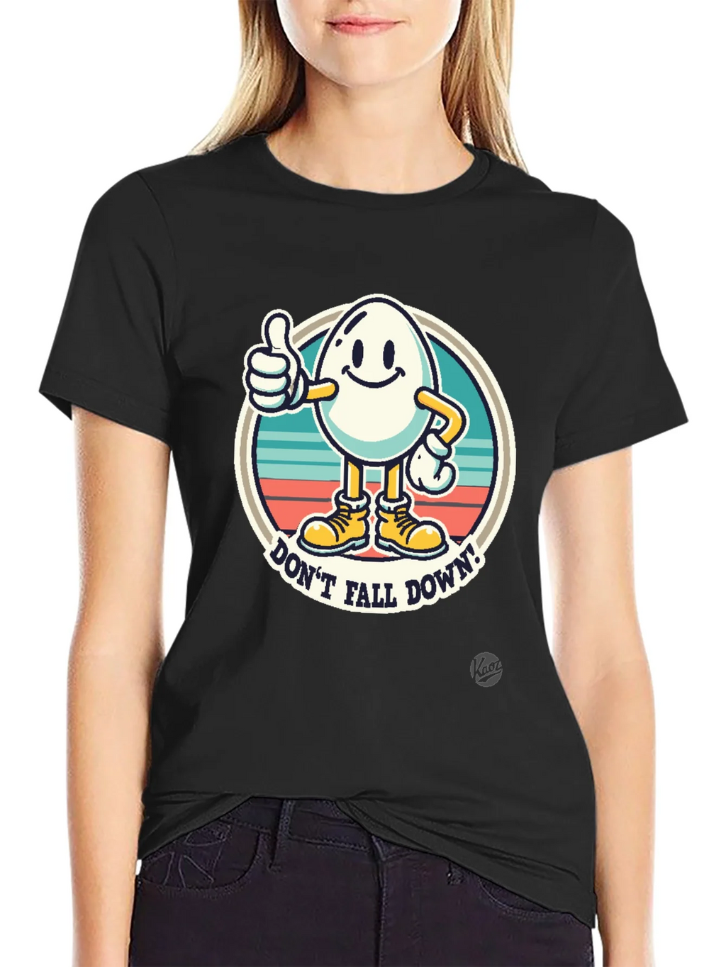 Funny Egg Cartoon T-Shirt - Dont Fall Down! product image 2