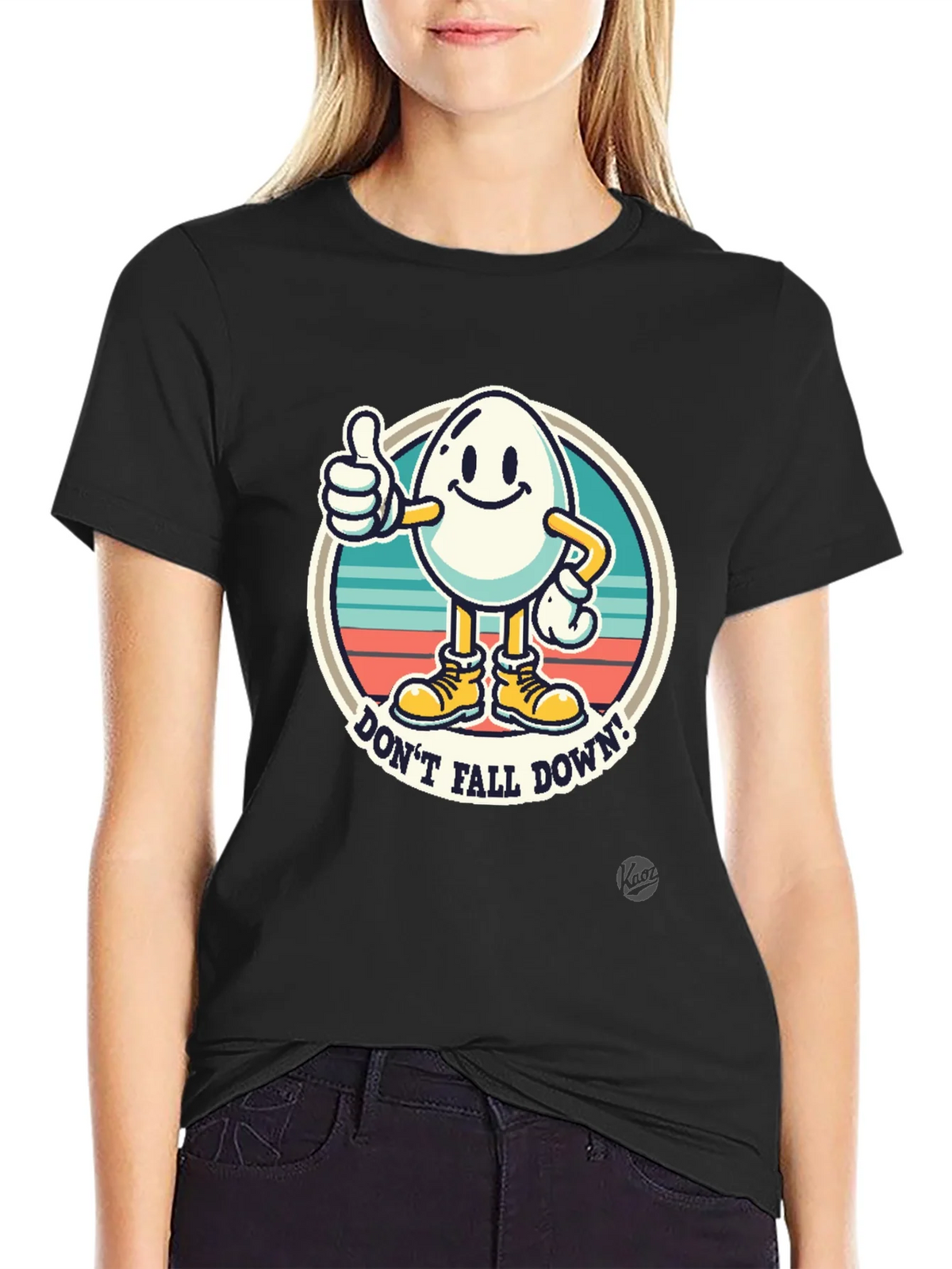 Funny Egg Cartoon T-Shirt - Dont Fall Down! product image 2