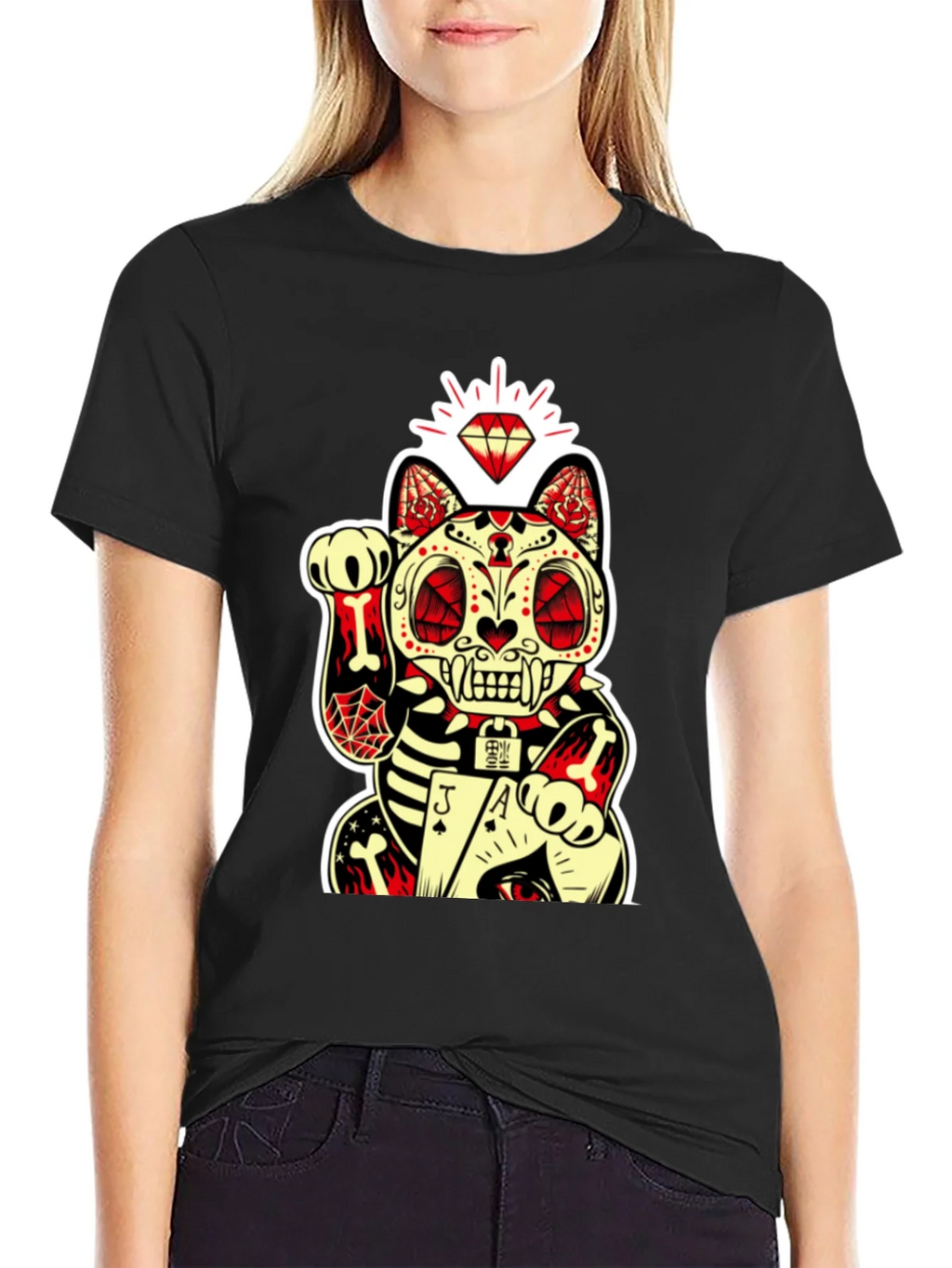 Lucky Cat Dia de los Muertos Graphic Tee product image 2