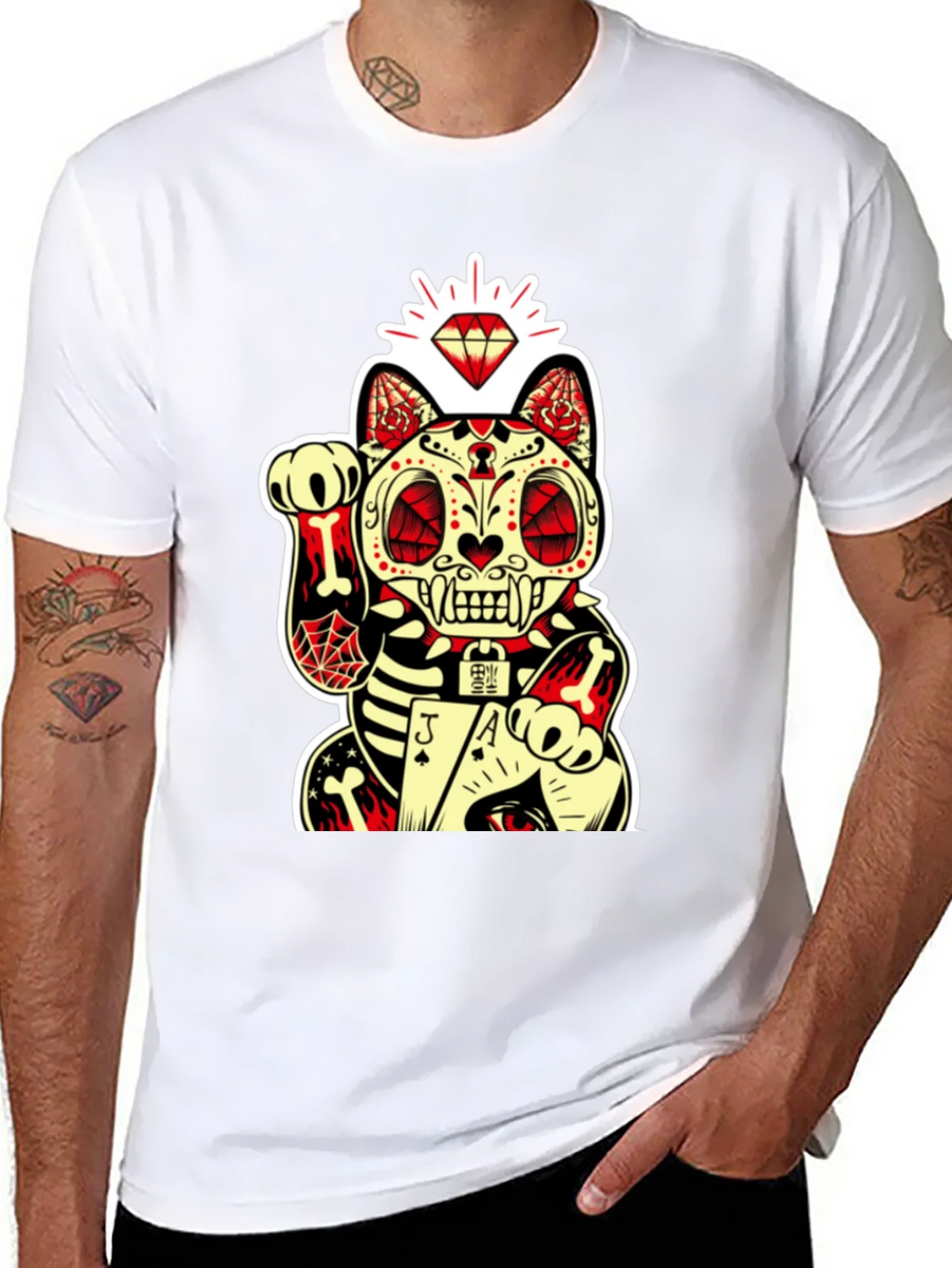 Lucky Cat Dia de los Muertos Graphic Tee product image 7