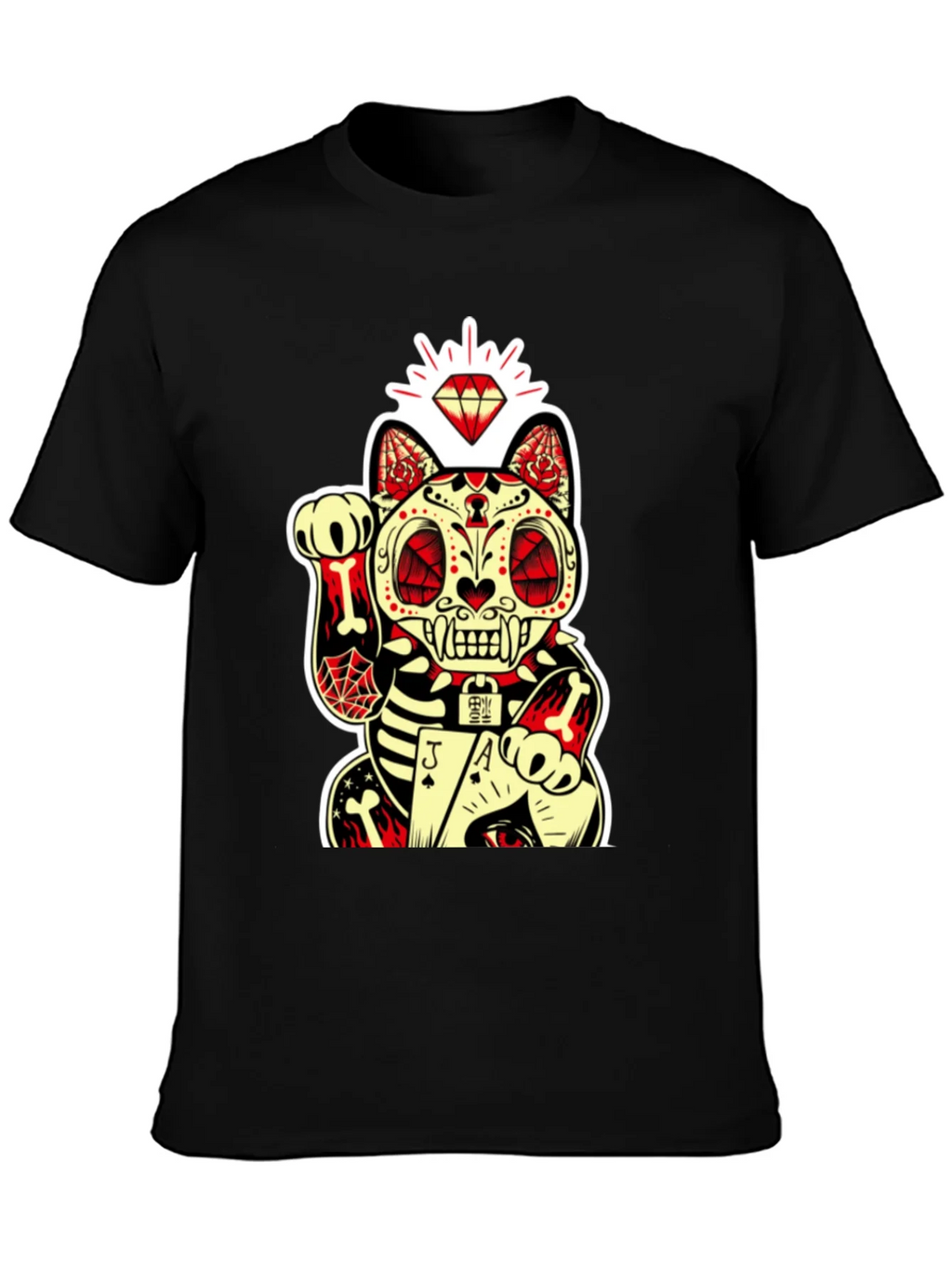 Lucky Cat Dia de los Muertos Graphic Tee product image 3